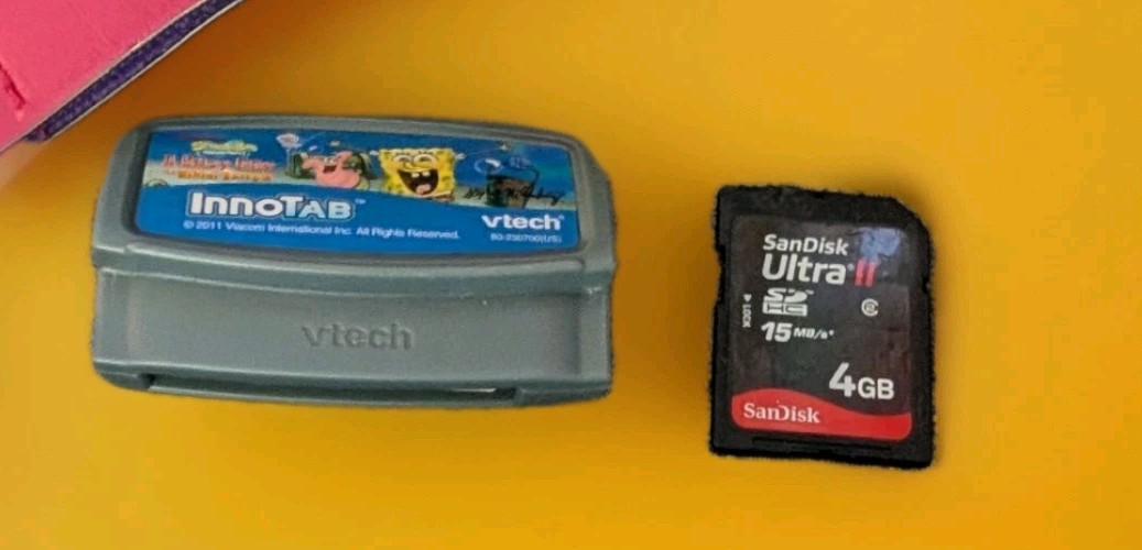 VTech InnoTab learning Tablet TESTED Bundle w/ Case SpongeBob game 4GB SD card