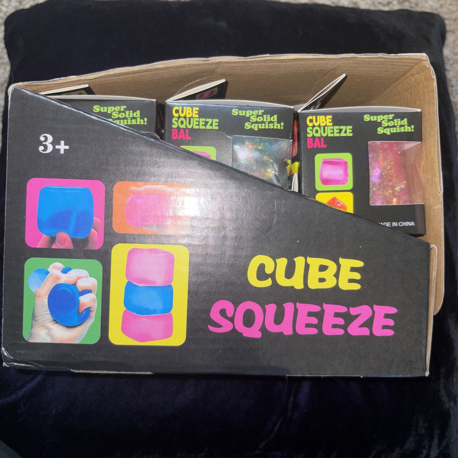 Lot Of 12 New Cube Squeeze SOLID Squish BLUE PURPLE PINK ORANGE Fast Ship 🧊