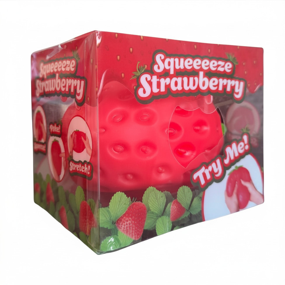 Sunny Days Jumbo Squeeezy Strawberry Squishy Sensory Toy – NEW