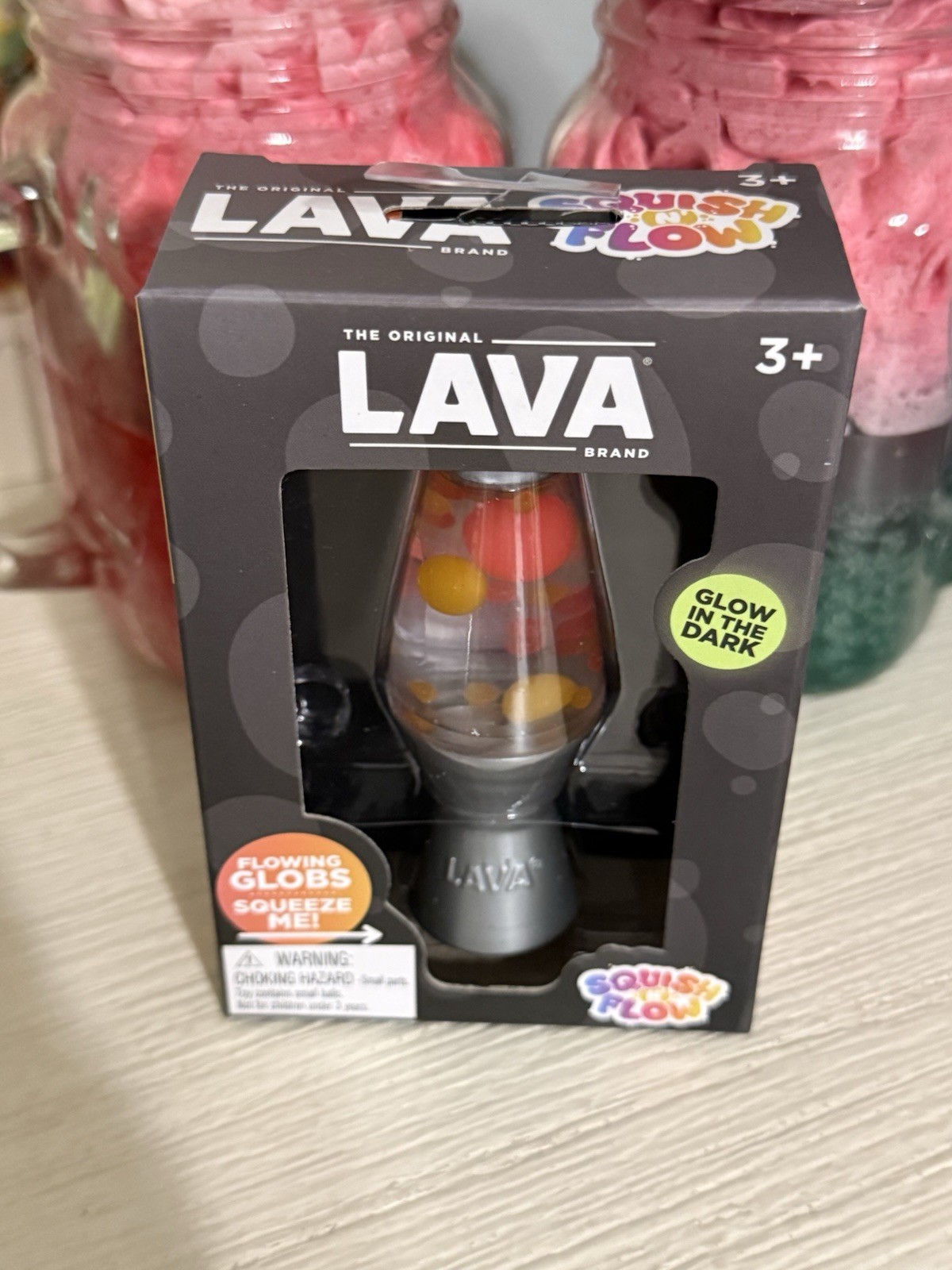 Schylling Lava Lamp Squish N Flow Squishy NeeDoh Glow In The Dark Clear Rare New