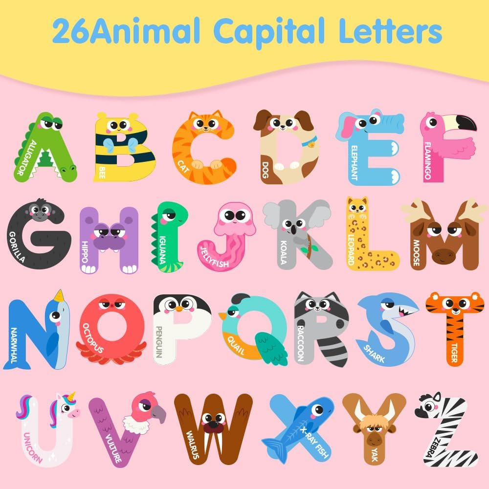 Magnetic Animal Alphabet Letters 26 Large Fridge Magnets ABC Learn for Kids Toys