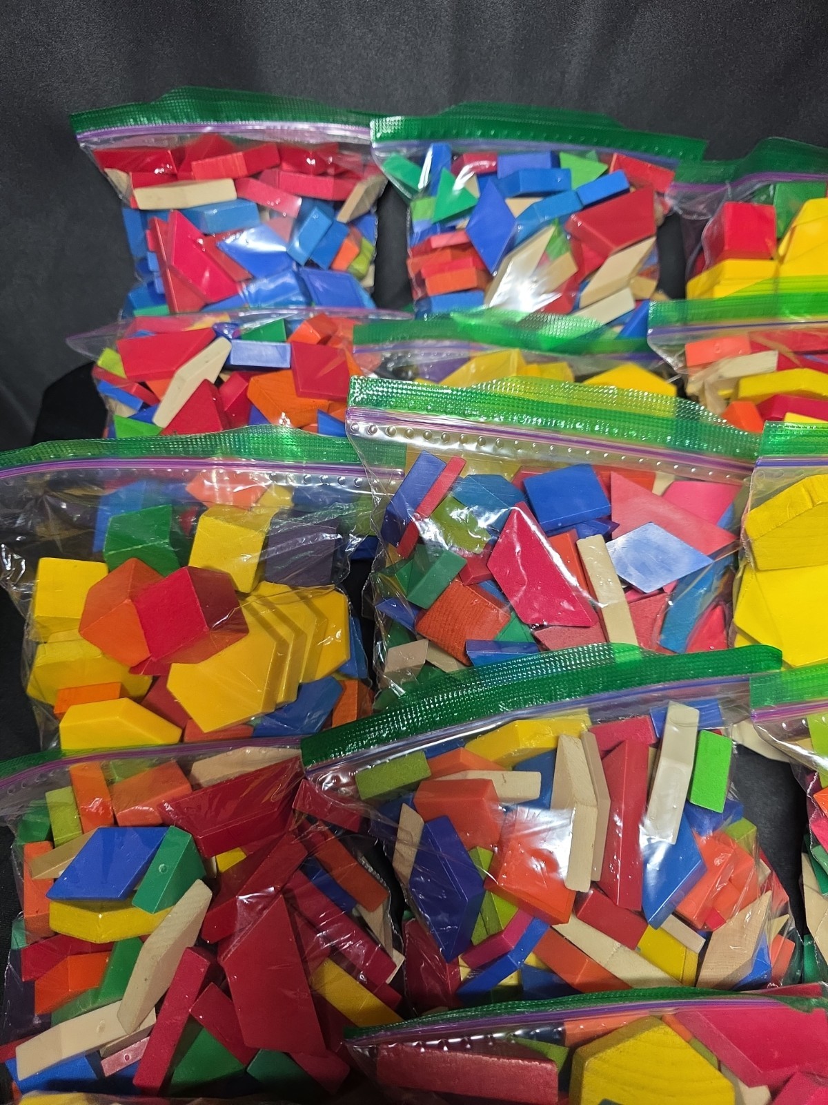 Lot of Geometric Wooden And Plastic Pattern Blocks, Shapes 1200+ Pcs, 10.6lbs