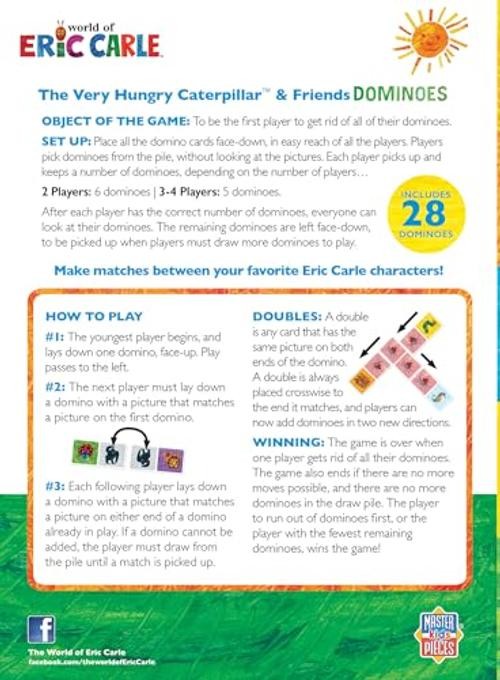 Eric Carle Colorful Picture Dominoes, 28 Piece | For Kids 3 and Up, Multi