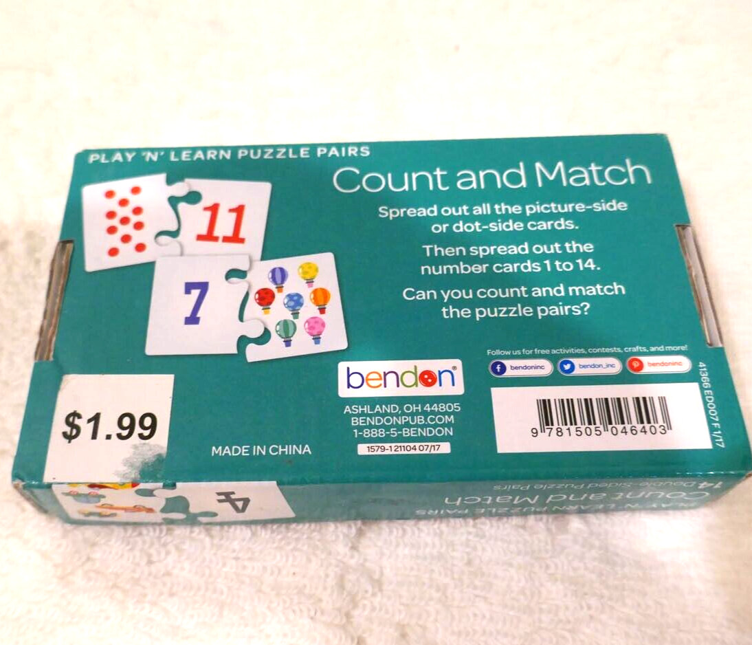 Bendon Let’s Grow Smart Educational Flash Card Sets Puzzle Pairs