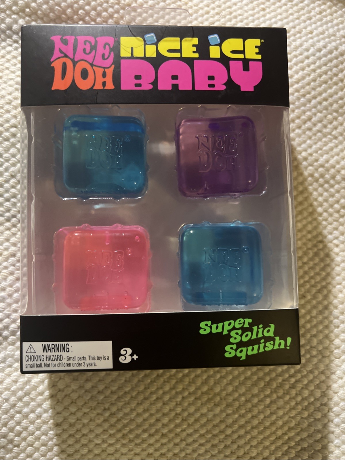 NeeDoh Nice Ice Baby 4 pack, Set of Four Nee Doh Mini Nice Cube Pink Blue Purple