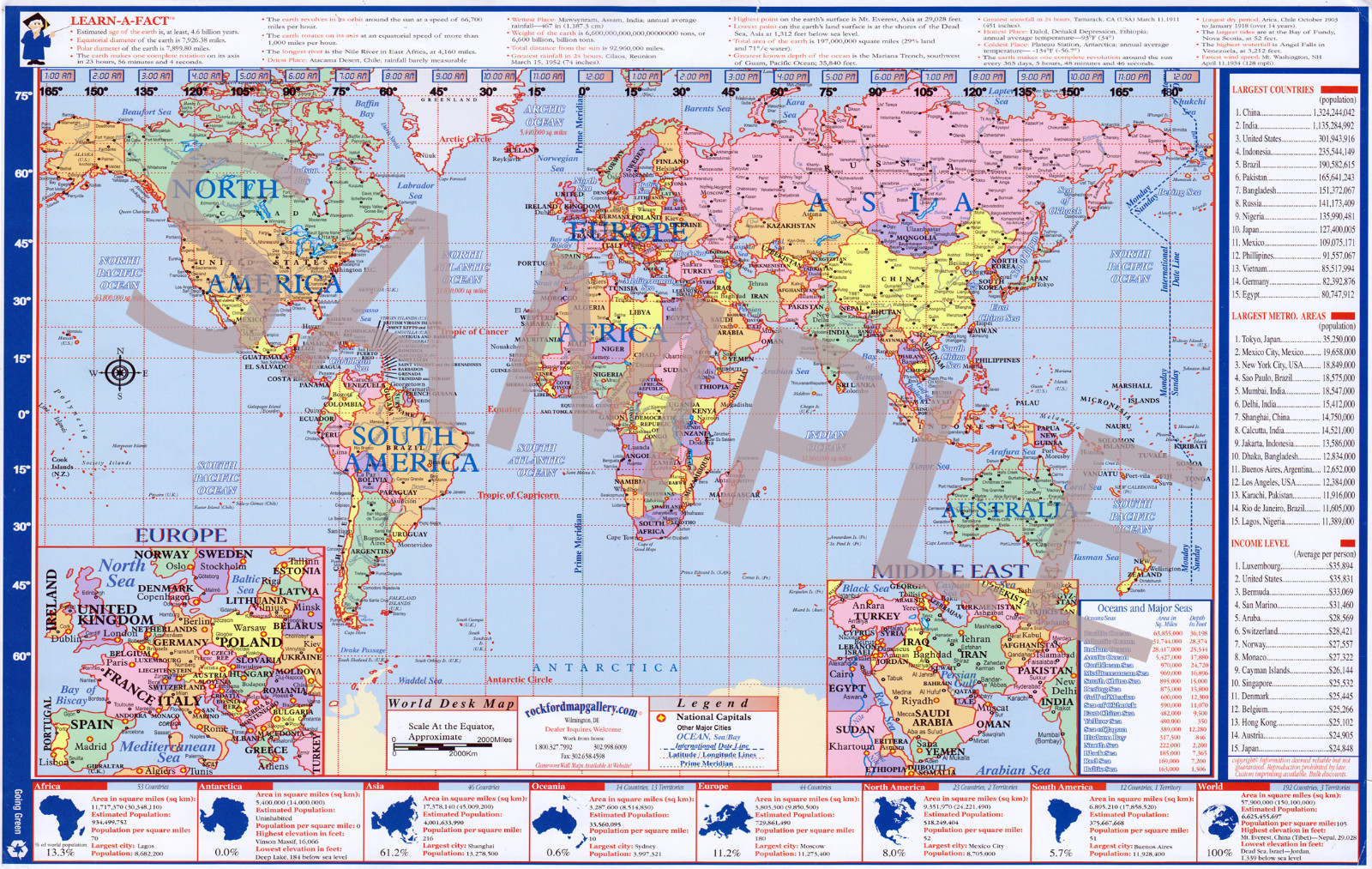 World USA 2-sided Small Desk Map 1-12 Learn-A-Map(6x)