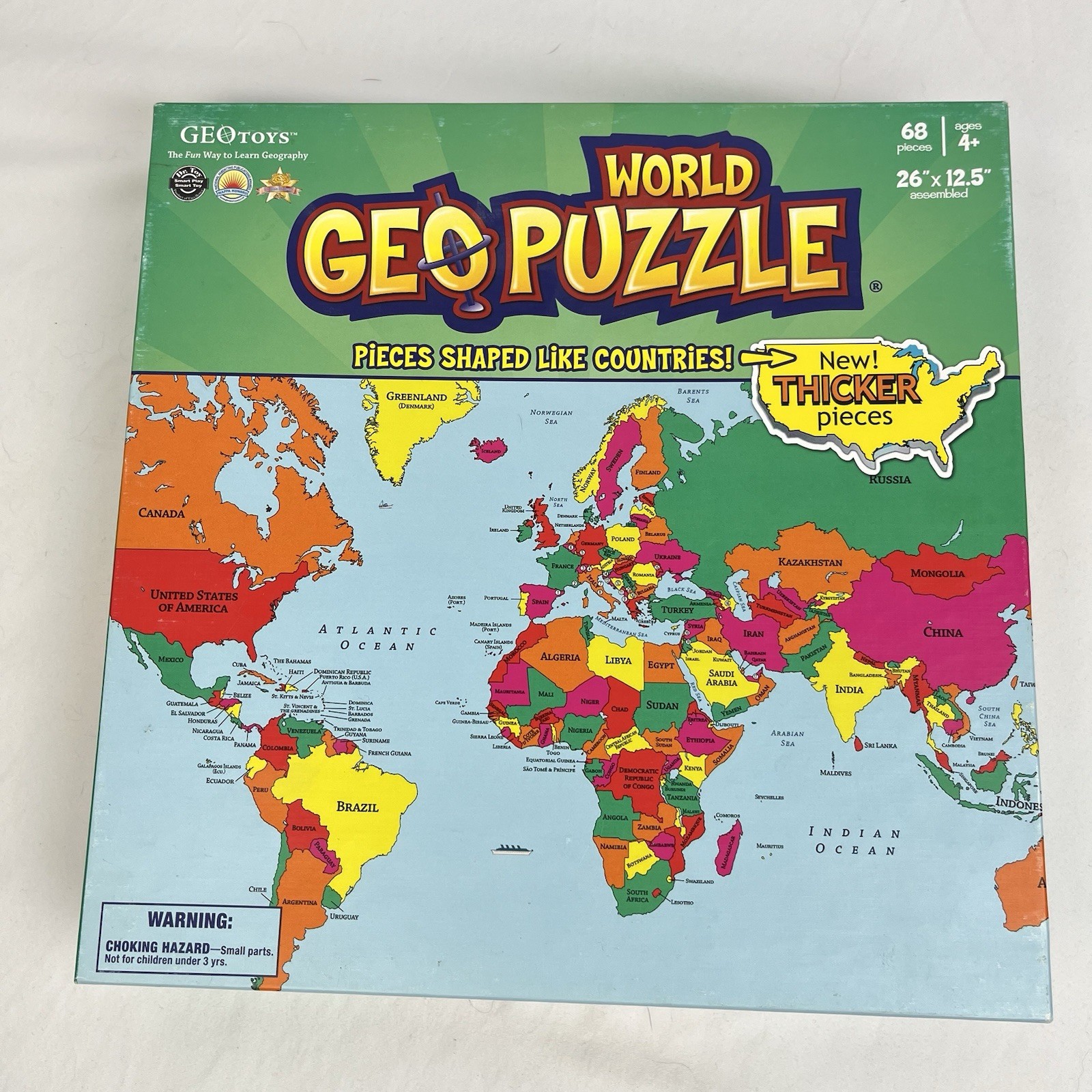 GeoPuzzle GeoToys Geography World Map Puzzle Country Shaped Pieces 68 Complete