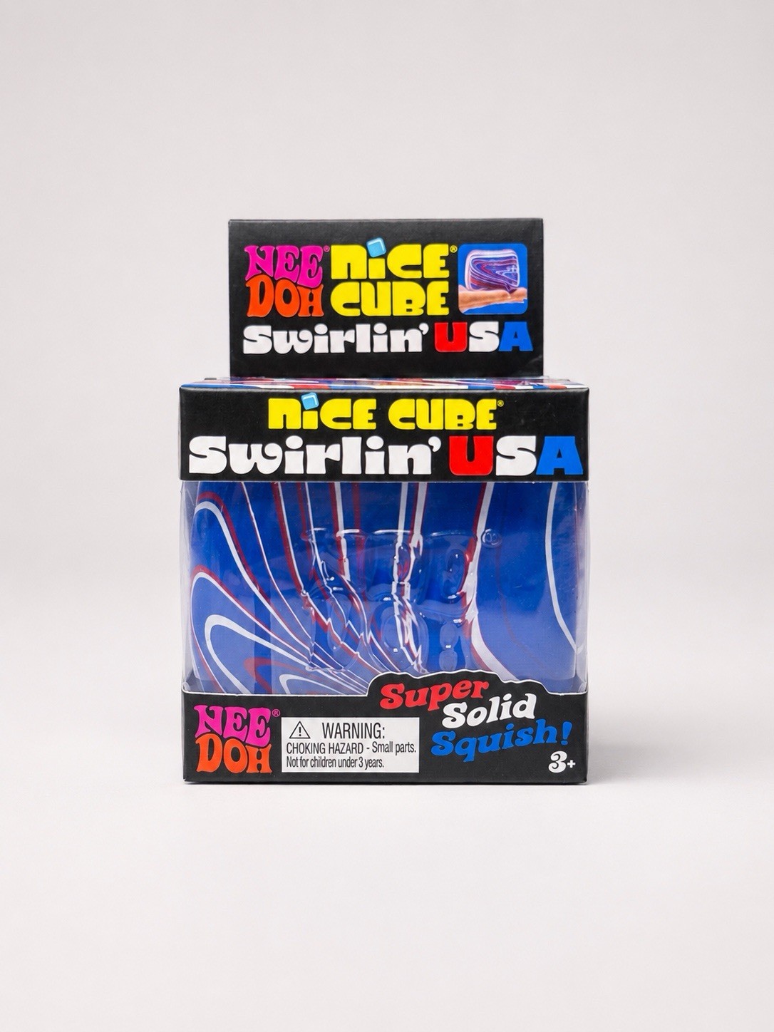 NeeDoh Nice Cube Swirlin’ USA Super Solid Squish Squeeze Toy