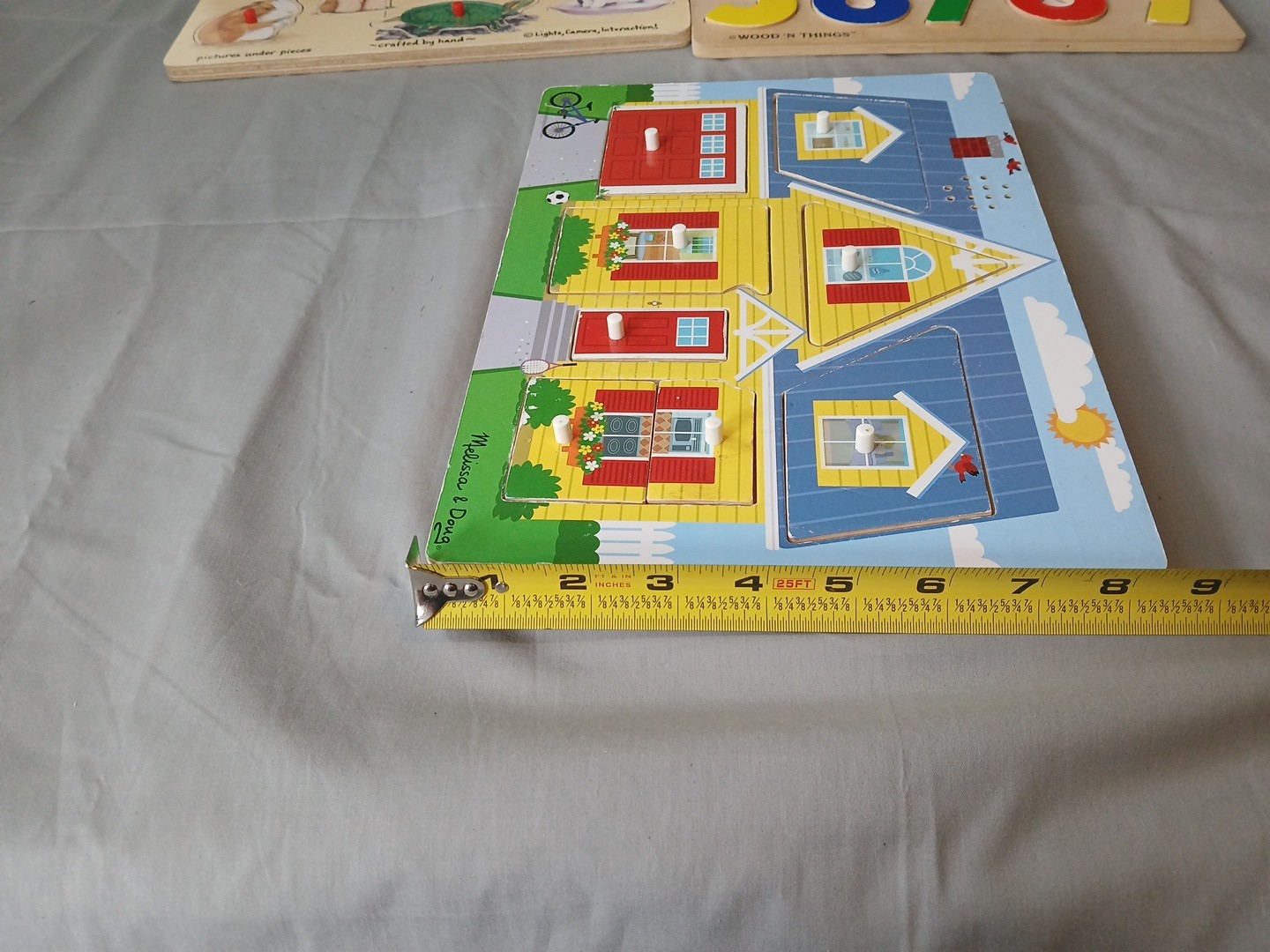 Melissa & Doug, Wood & Things Wooden Puzzles- Lot Of 3 THE HOUSE MAKES SOUNDS.