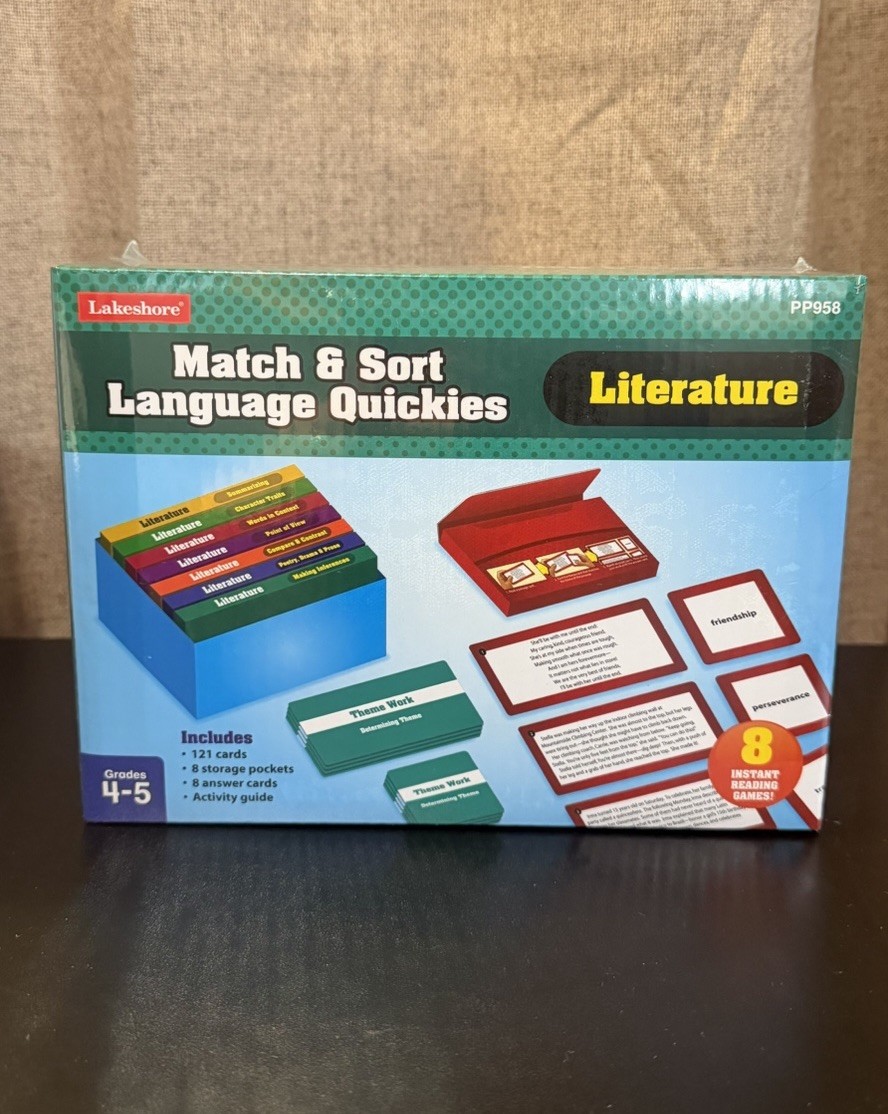 Lakeshore Literature Match & Sort Language Quickies Cards Grades 4-5 New Sealed