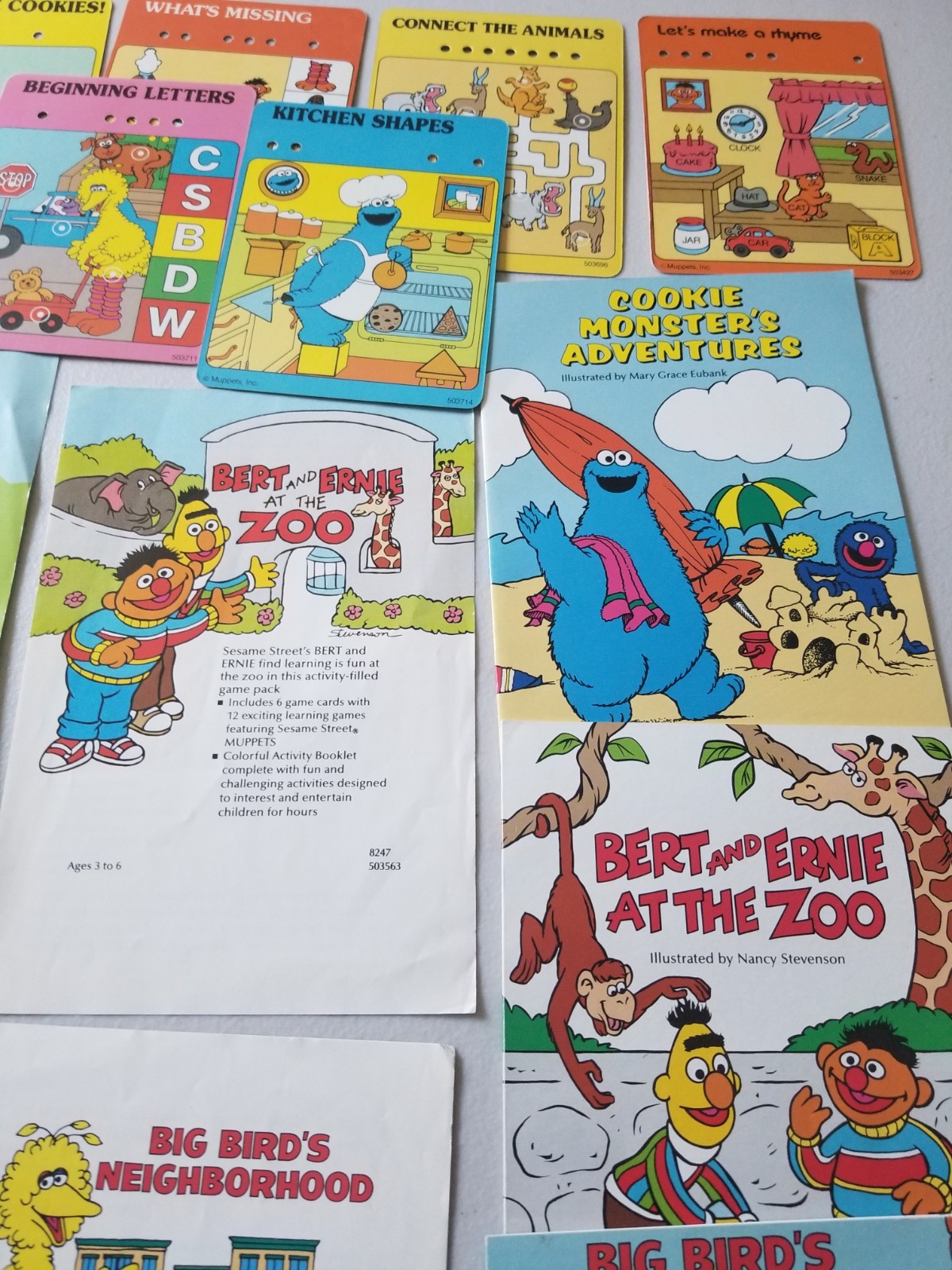 VINTAGE 1987 COLECO SESAME STREET BIG BIRD TOUCH AND TALK REPLACEMENT CARDS +