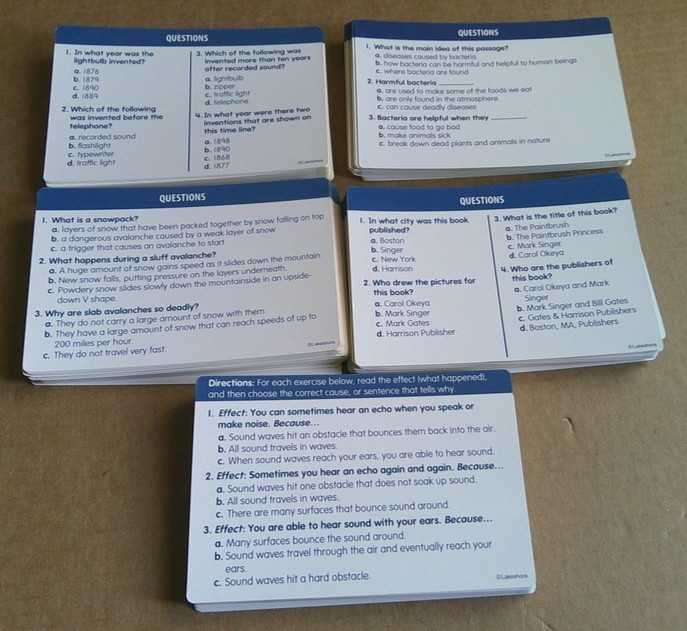 LAKESHORE Nonfiction Comprehension Quickie Cards with Box (100% complete)