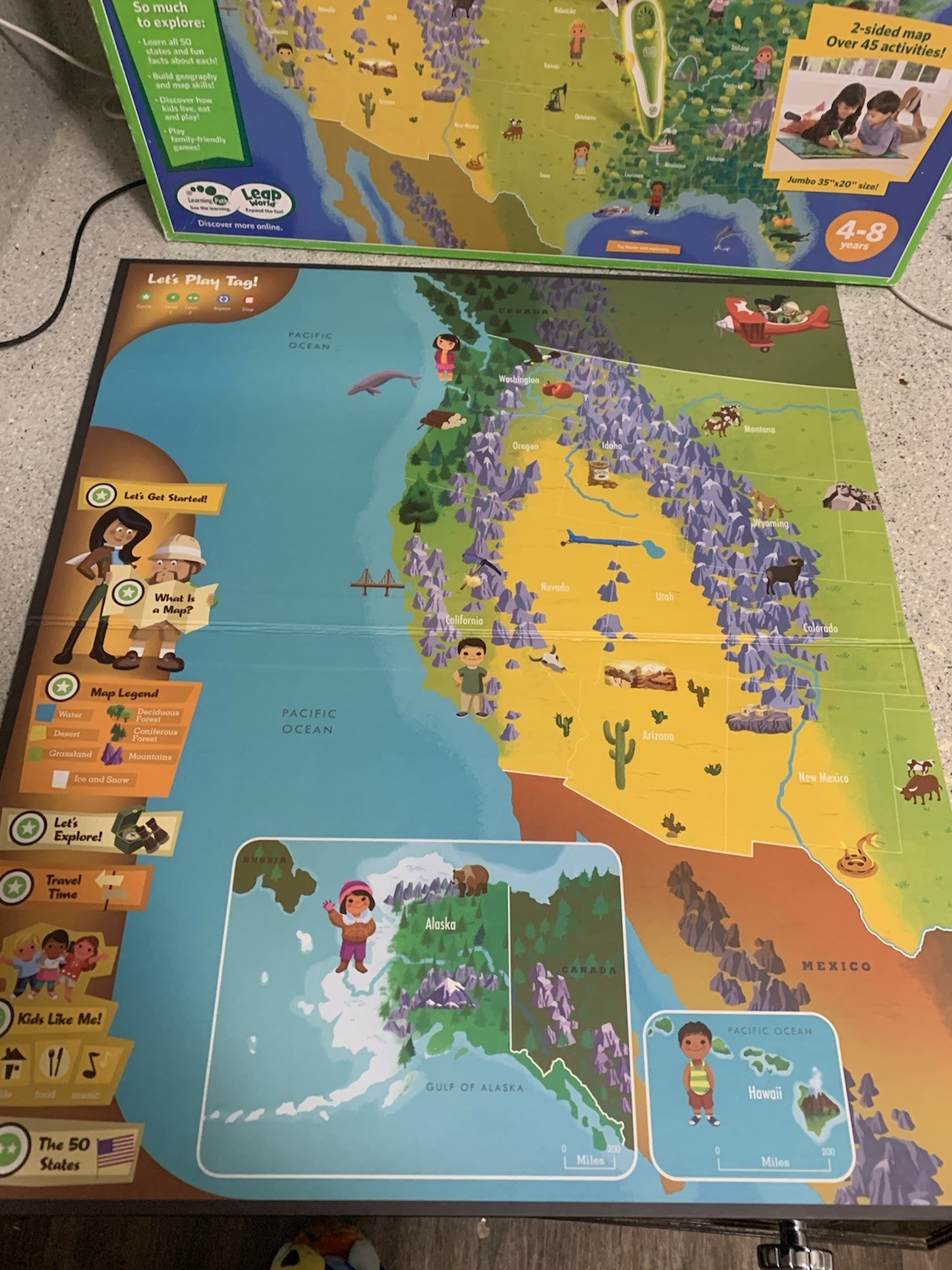 LEAP FROG INTERACTIVE UNITED STATES MAP TAG READING SYSTEM 2 SIDED MAP