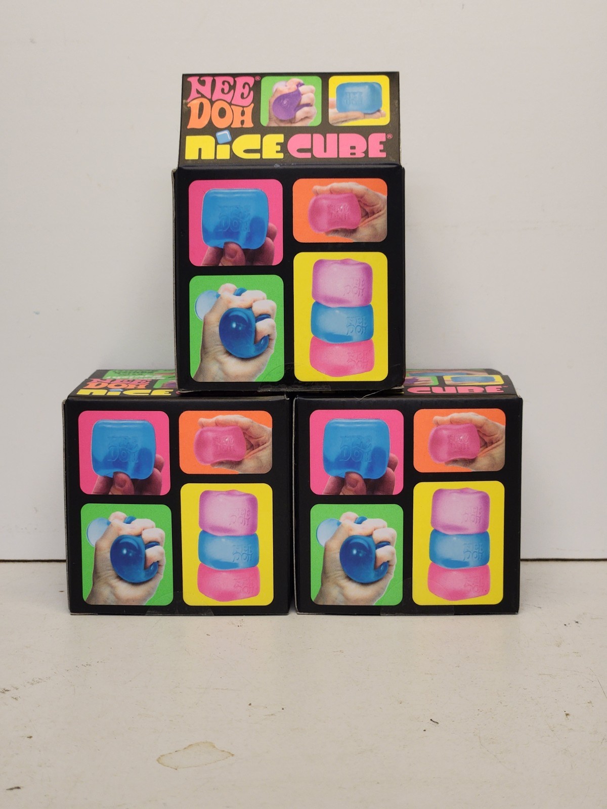 NeeDoh Nice Cube Super Solid Squish Purple,Pink,& Blue Lot Of 3 (FREE SHIPPING)