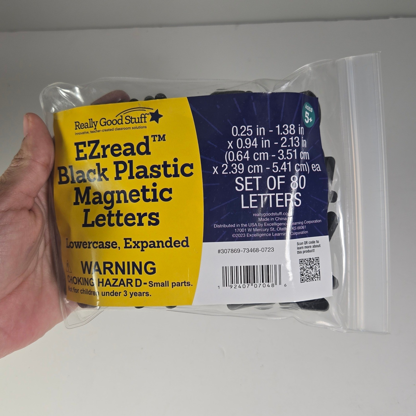 Really Good Stuff EZread Black Plastic Magnetic Letters Lowercase Set of 80