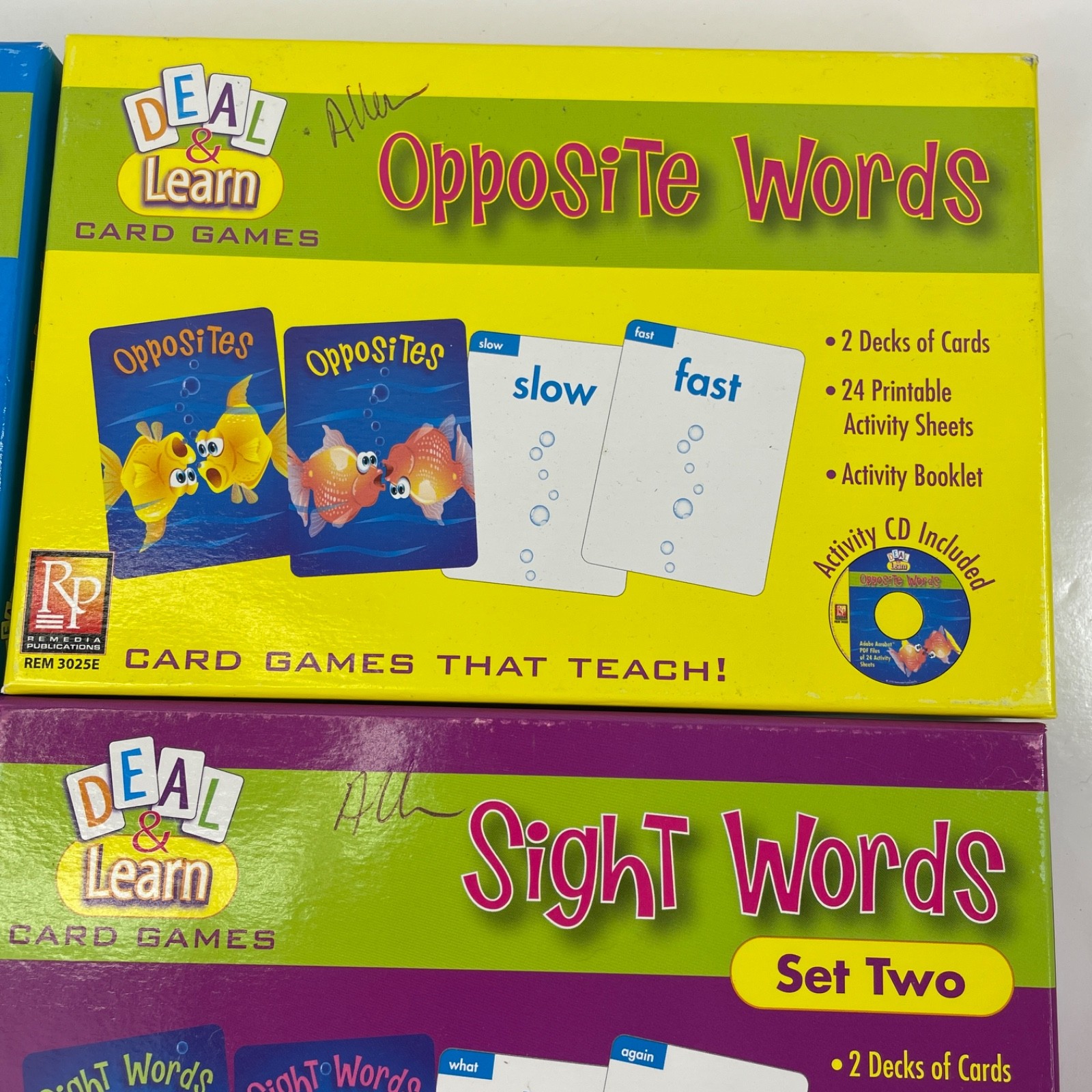 4 Deal & Learn Card Games Rhyming, Opposite & Sight Words + Activity CDs Remedia