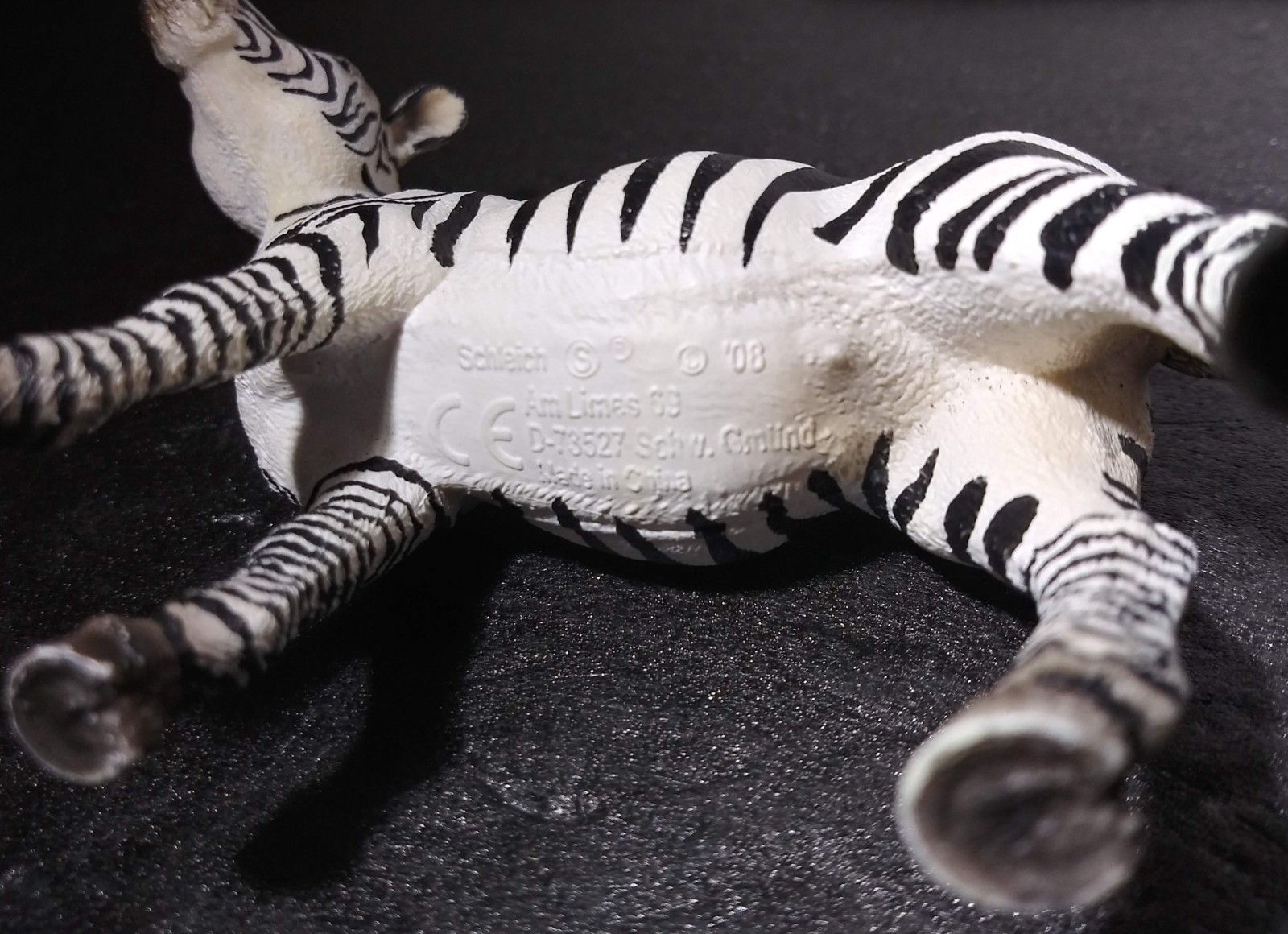 2008 Schleich Zebra Figure Black White Horse Wildlife Zoo Animal Figurine