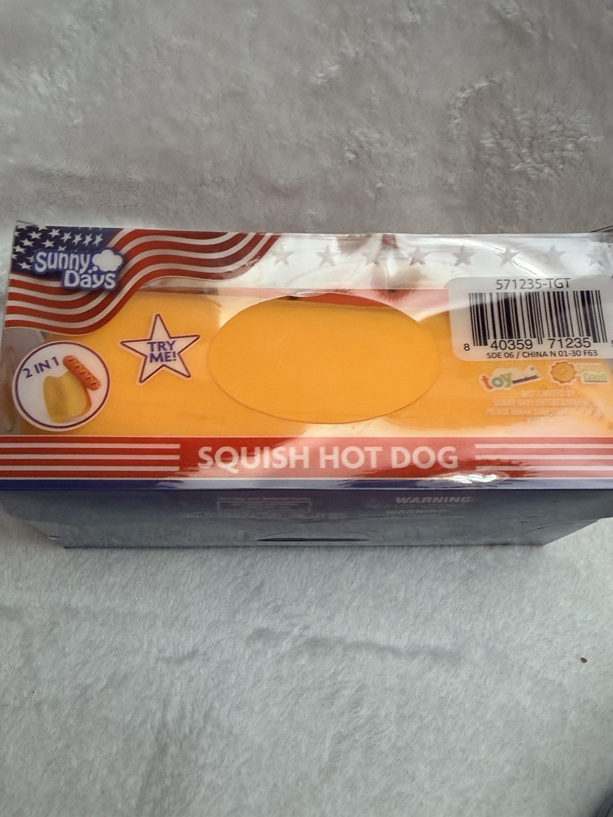 Squishy Hot Dog Squeezy Fidget Toy Sunny Days 2-in-1 Hotdog Stress Relief NEW