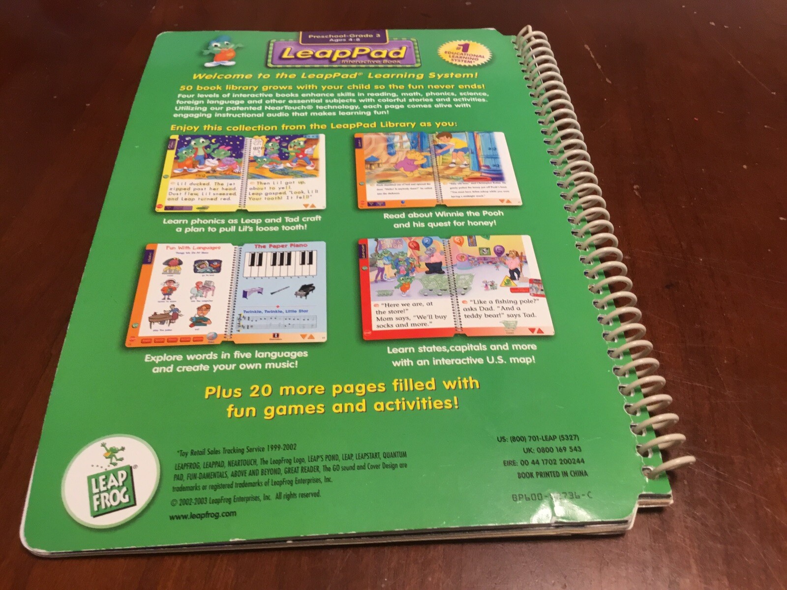 Leap Frog Pad Interactive Book Ages 4-8 Book Only