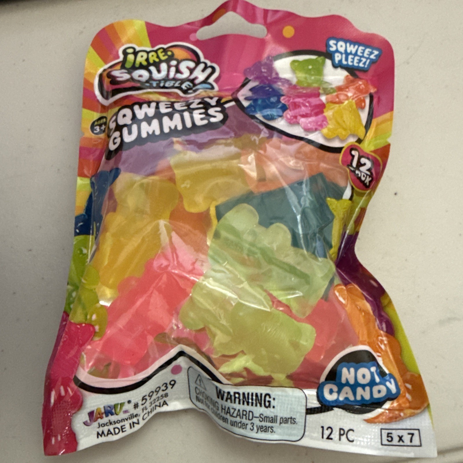 NEW 12pc sqweezy squishy sensory fidget gummy bear toys pencil topper NOT CANDY