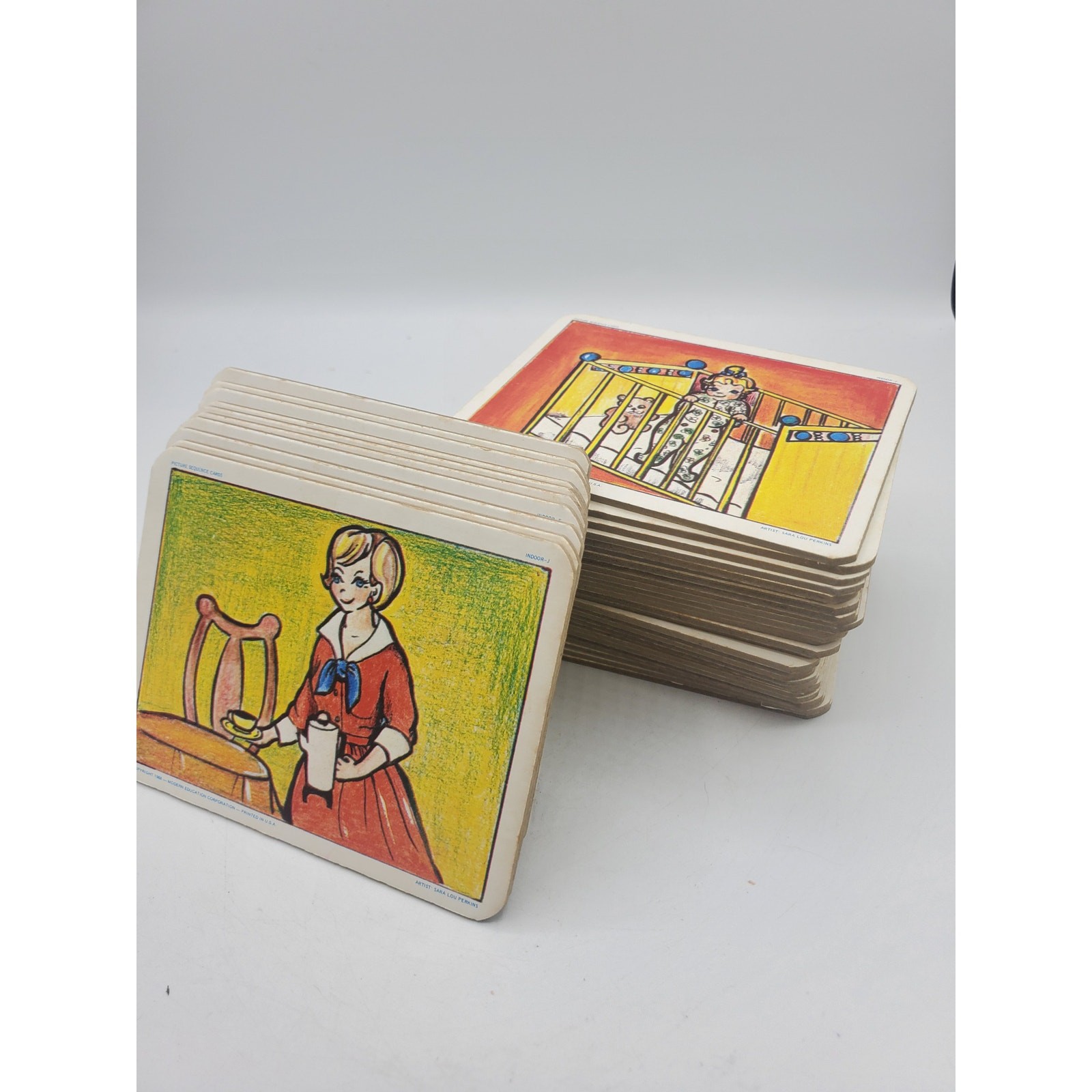 Vintage 1968 Modern Educational Corporation Picture Sequence Cards – Indoor