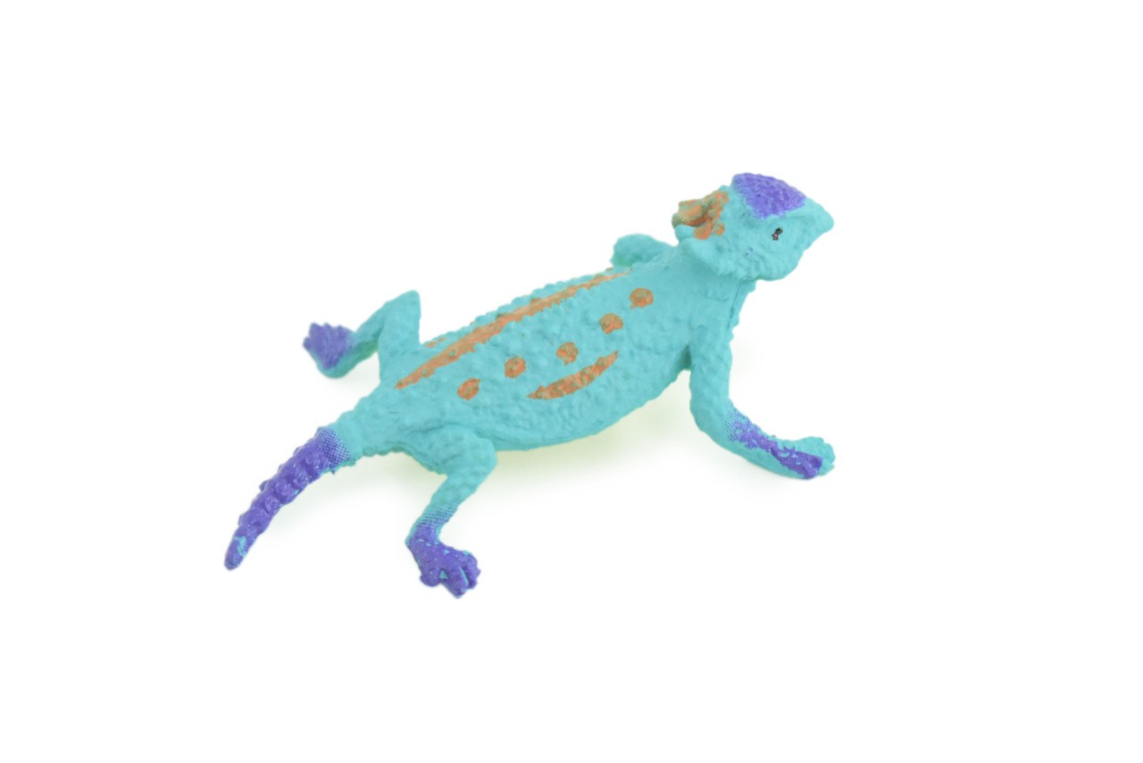 Toy Blue Horned Lizard, Horney Toad, Realistic Hand Painted Rubber, 2″ WR44 B197
