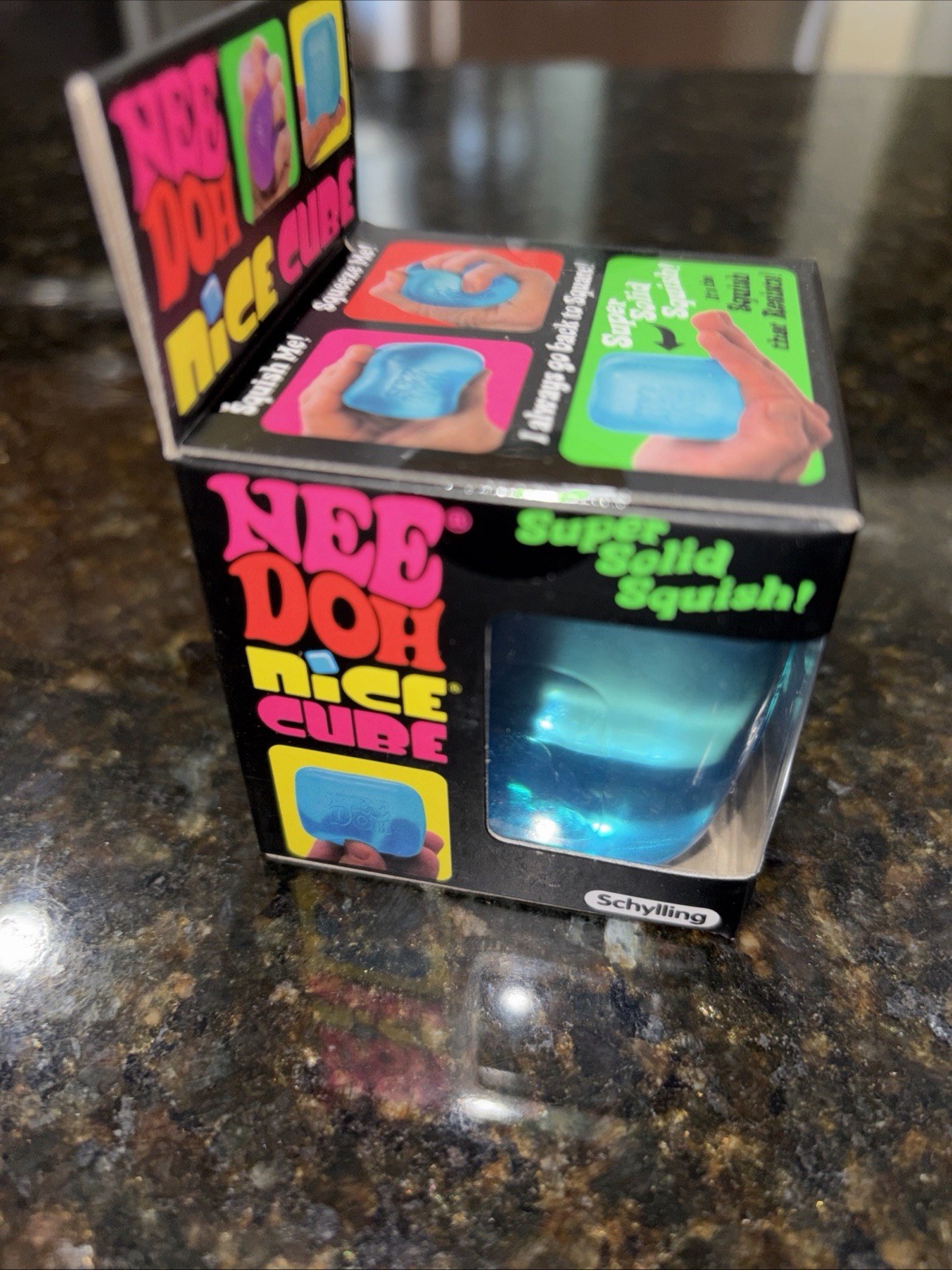Nee Doh Nice Cube Schylling Super Solid Squish Toy Blue And Pink