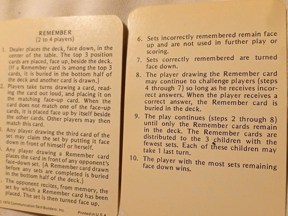 Vintage 1979 Speech Therapy R Sound Motivational Card Games