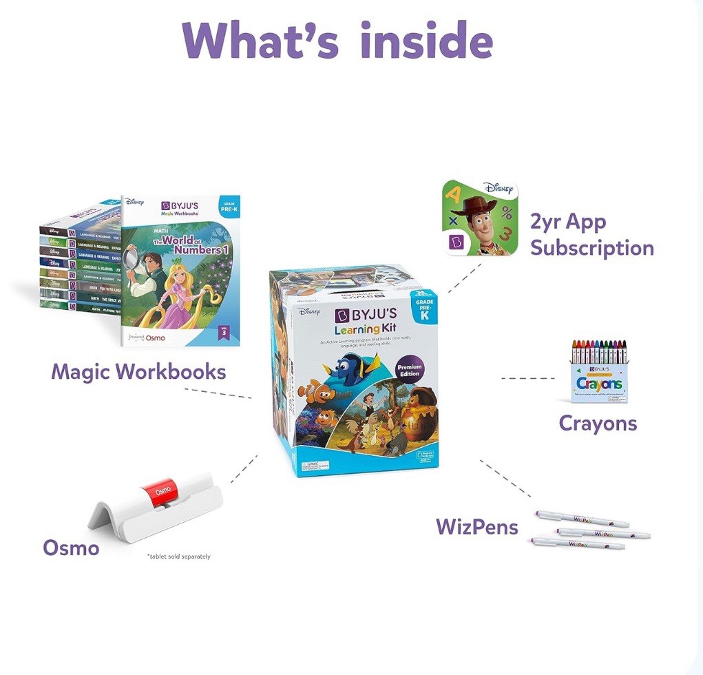 BYJU’S Learning Kit: Disney, Pre-K Premium Edition (App + 9 Workbooks) Ages 3-5