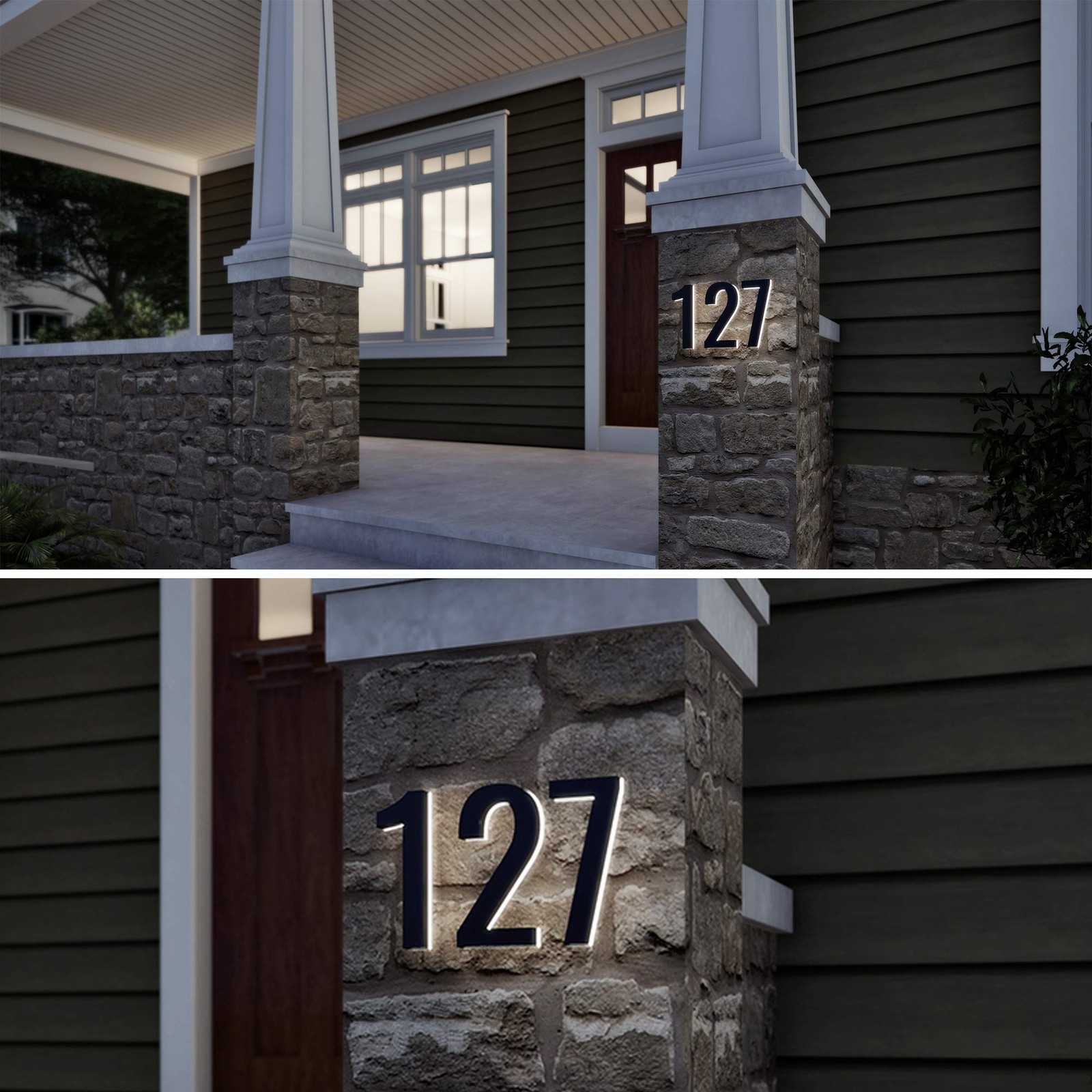 7″ LED House Numbers, ABS, Backlit 5000K, Bronze Finish, Modern, Outdoor