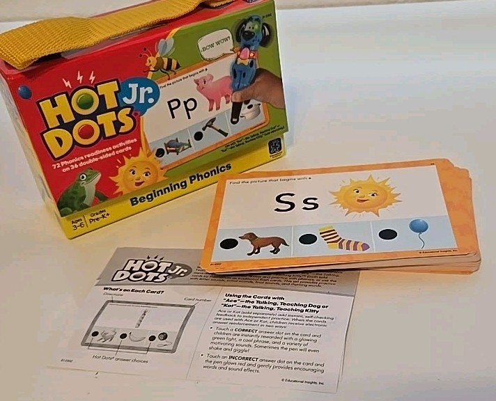 Educational Insights Hot dots Jr Lot Complete. Pre-K Math Shapes Phonics Colors
