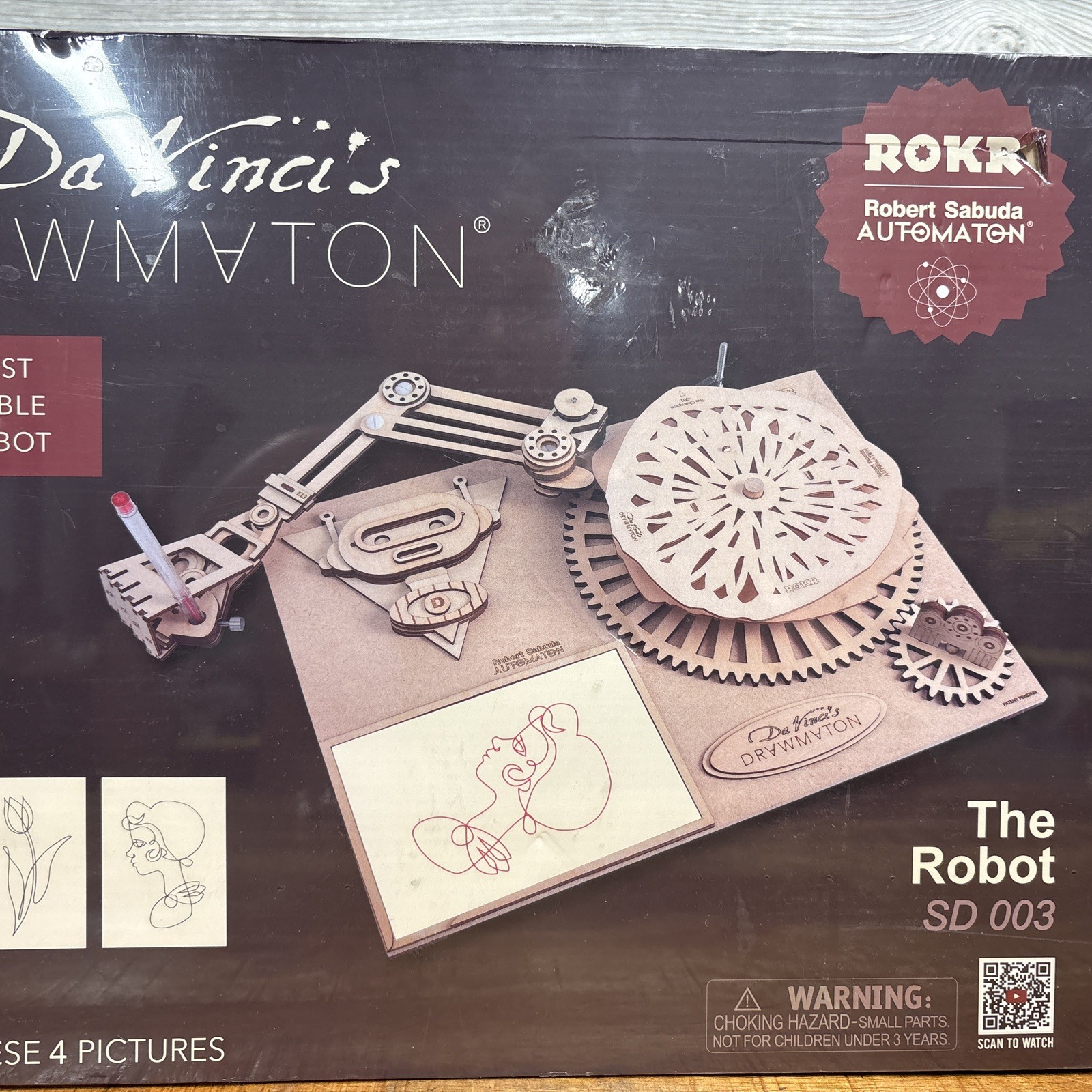 ROKR Da Vinci’s Drawmaton (The Gambler) Wooden Drawing Robot Automaton NEW