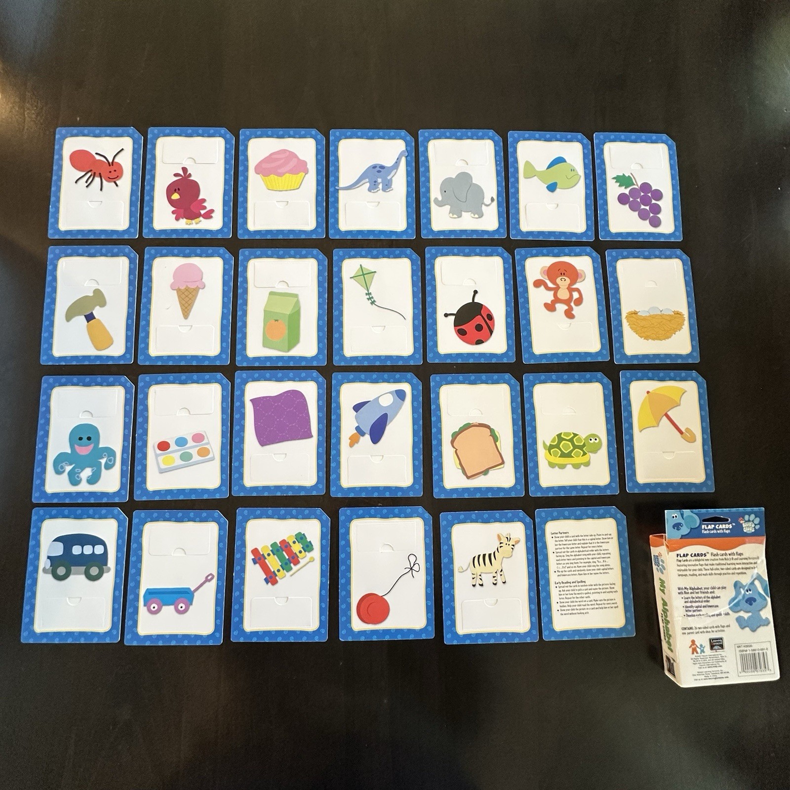 Vintage 2003 Blue Clues Flap Flash Cards With Flaps ABC My Alphabet Complete