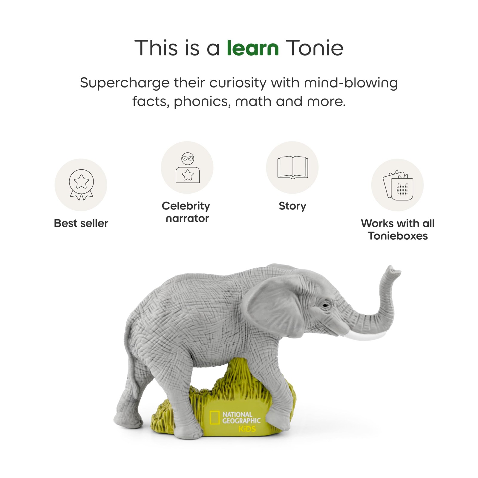 Tonies National Geographic Kids Elephant Audio Toy 7.875 inches, Multicolored