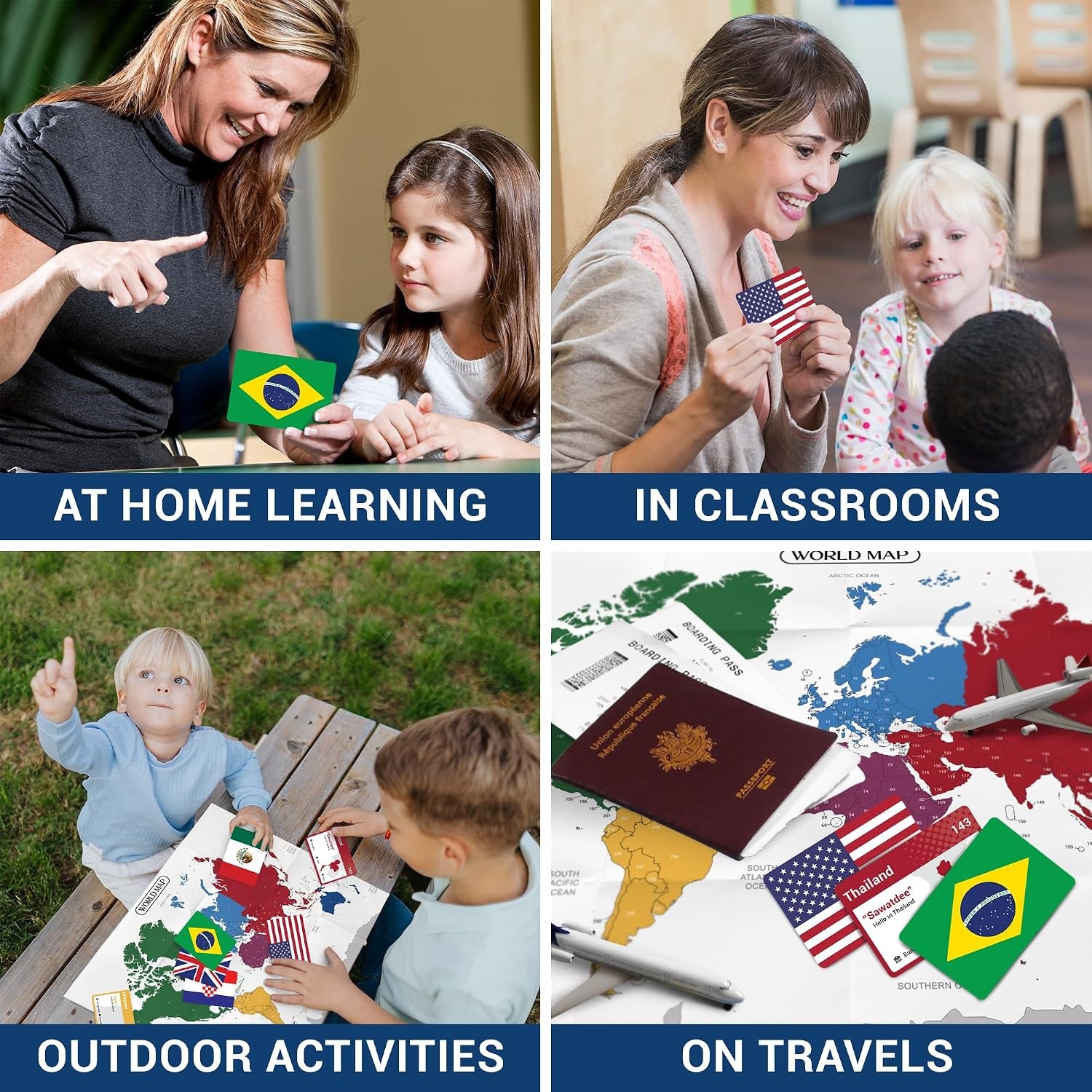 World Flags Flashcards 245 Countries Geography Game with World Map Educational