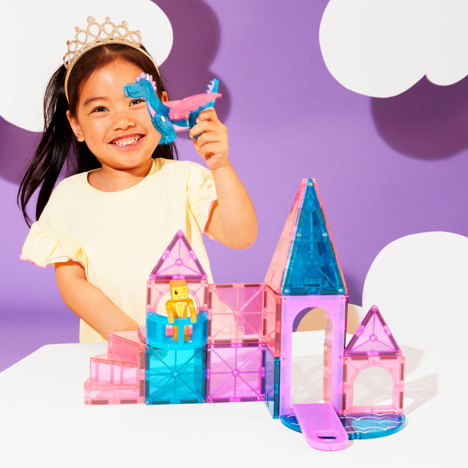 MAGNA-TILES Castle 25-Piece Magnetic Construction Set, Medium, Multi-coloured