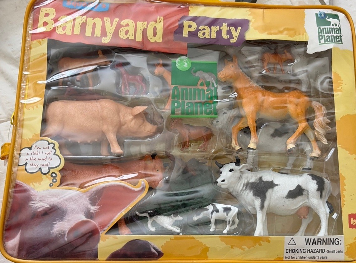 VINTAGE 2003 Animal Planet BARNYARD ANIMAL PARTY Complete New Unopened Set