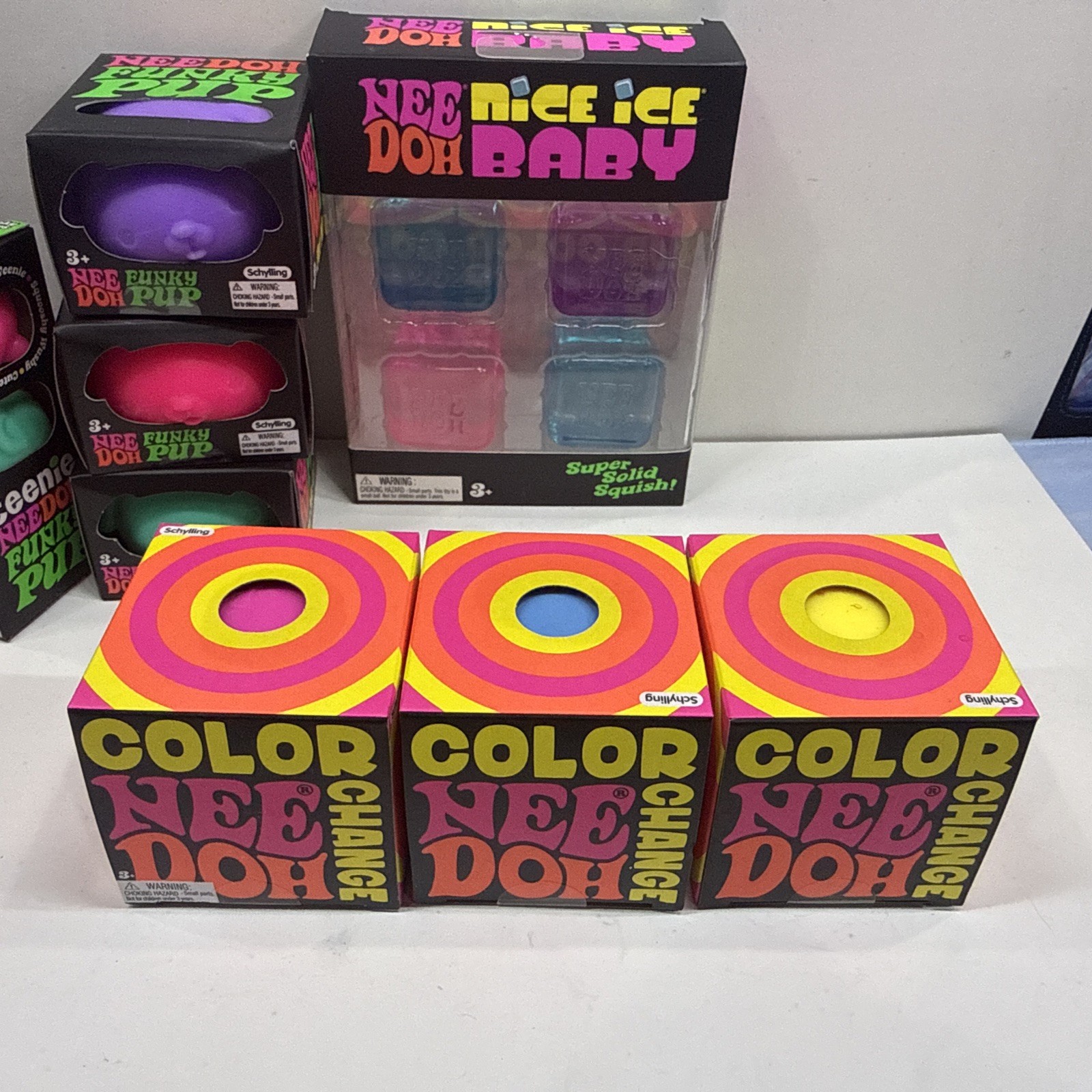 Nee Doh Lot of 6 funky 1 Nice Ice Baby 3 Color Change – New – 100% Authentic!!!