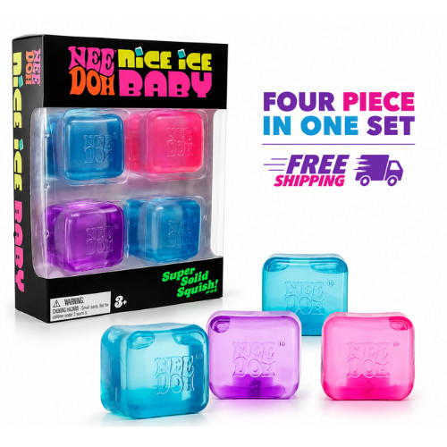 Needoh Nice Ice Baby 4 Pack Mini Cubes Squishy Stress Fidget Toy Authentic