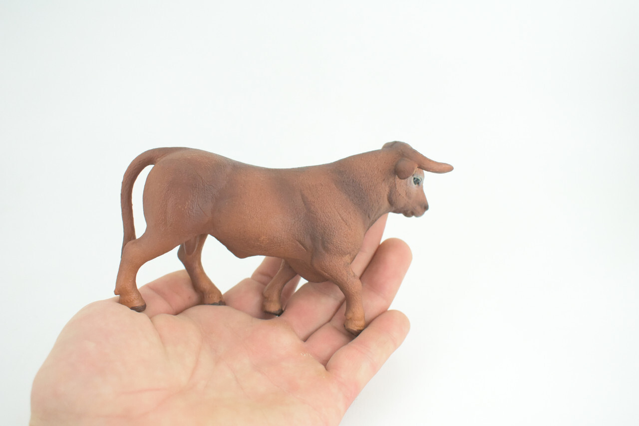 Spanish Fighting Bull Toy, Hand Painted Rubber Cow, 5 1/2 Inches CH936 BB206
