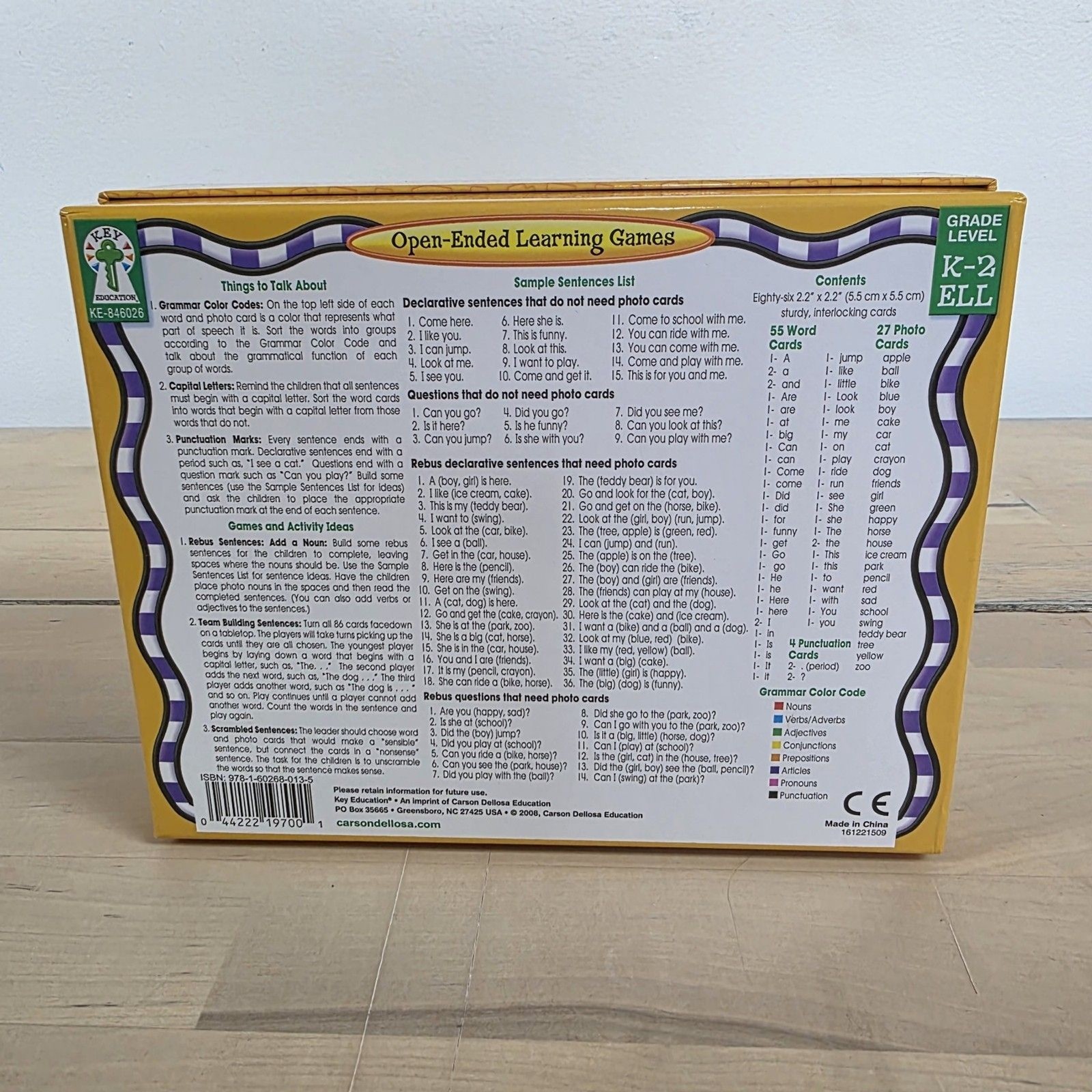 Sentence Building Key Education Grade Level K-2 ELL 86 Cards Stimulate Teachers