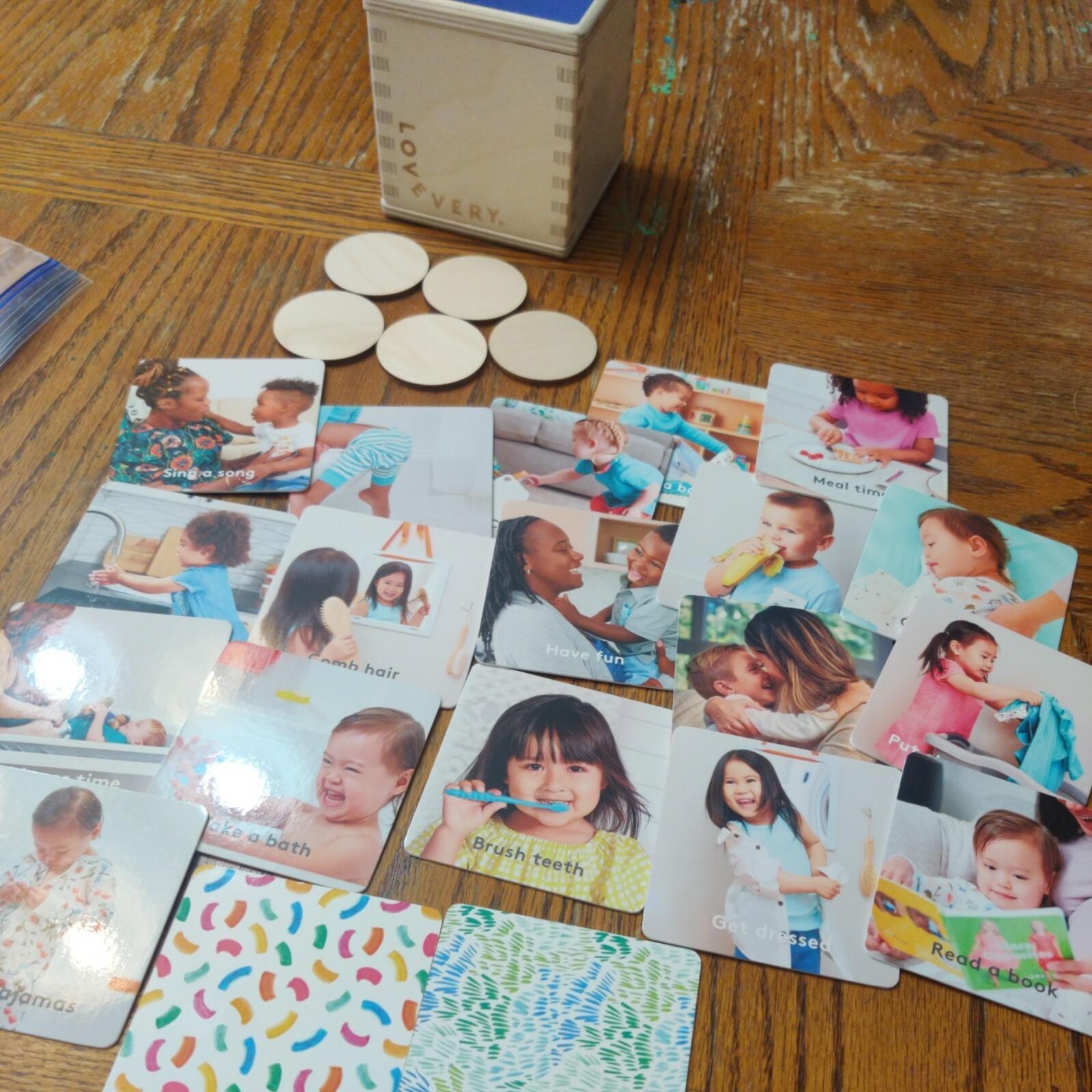 Lovevery Coin Bank Box & Routine Picture Cards GUC