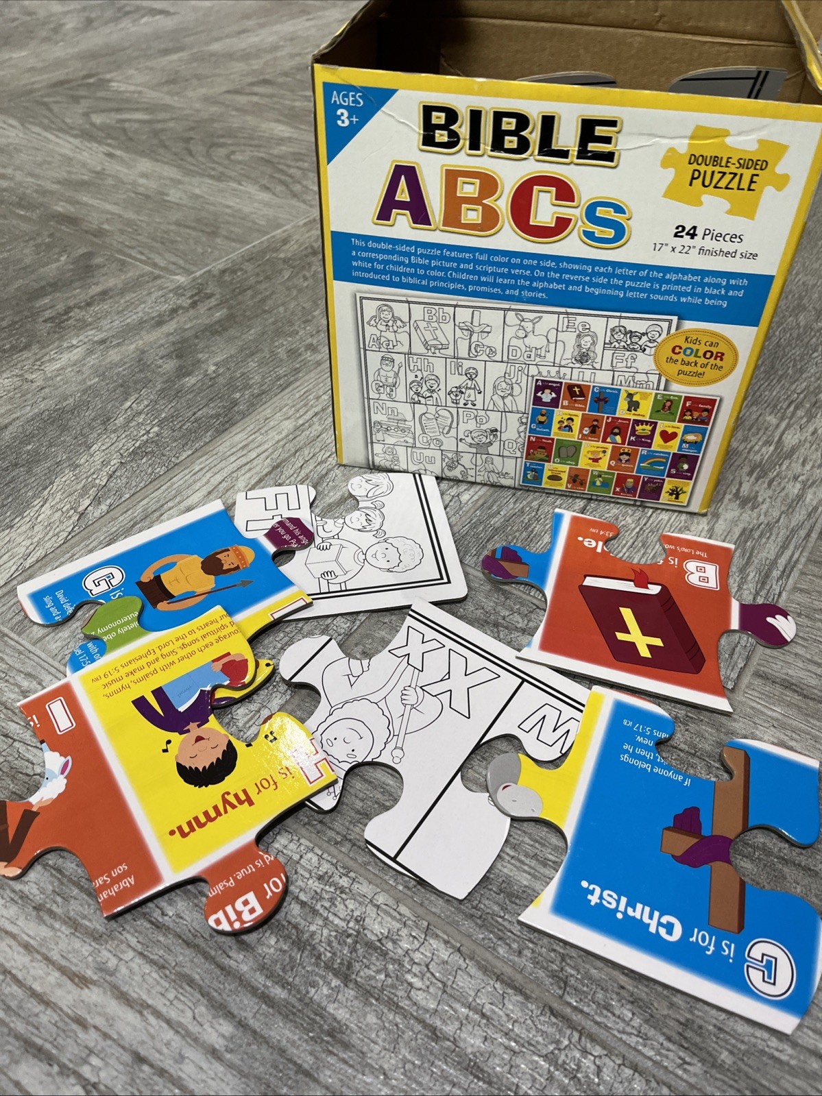 Bible ABCs Double Sided Puzzle for Kids Ages 3 and Up