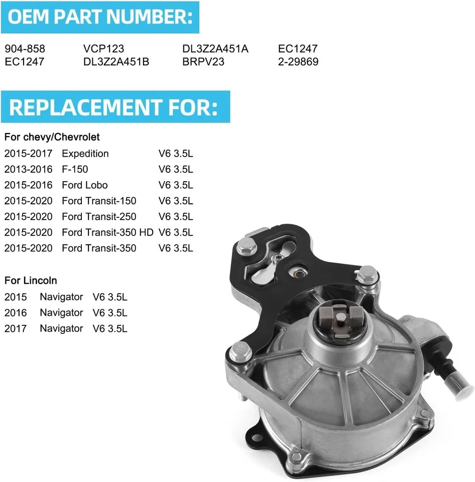 12686657 Brake Vacuum Pump 2.0L 2.5L 2013-2021 for Chevy/Chevrolet Blazer Camaro