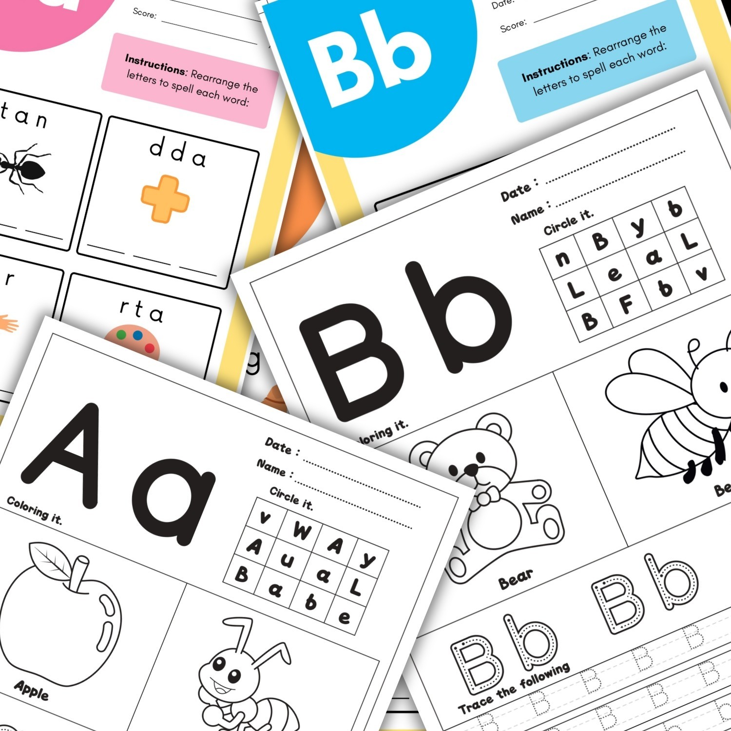 Beginning Sounds & Alphabet Worksheets Bundle | Printable