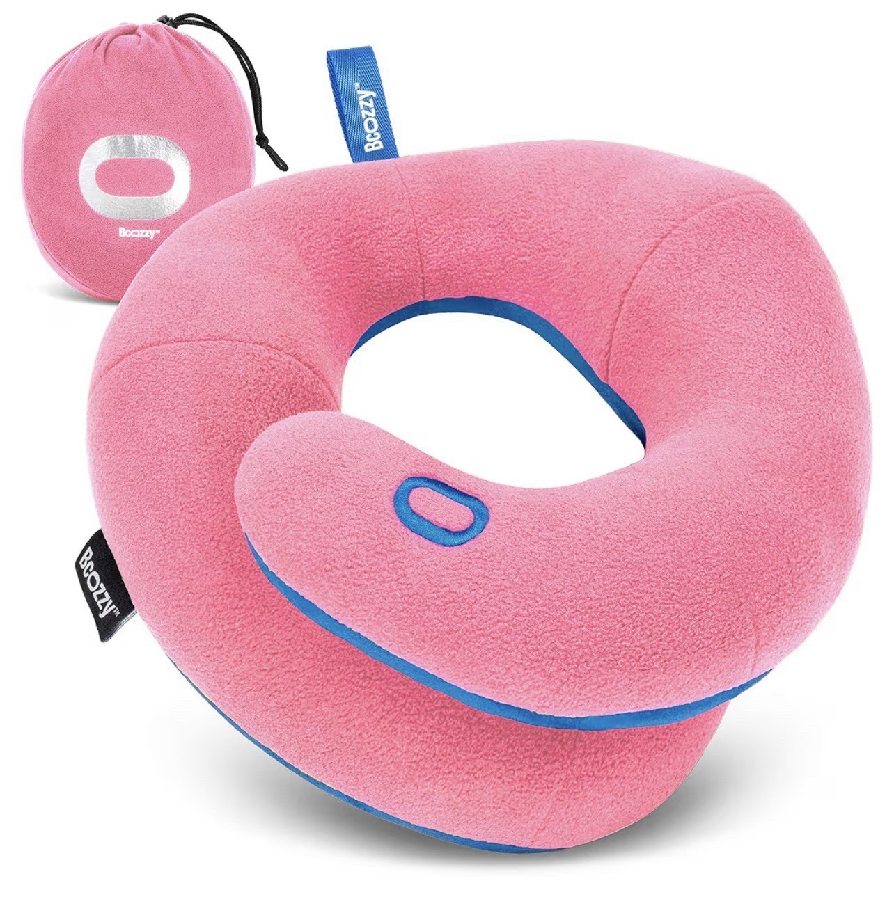 BCOZZY 8-12 Y/O Kids Travel Neck Pillow for Car & Airplane, Pink (medium)
