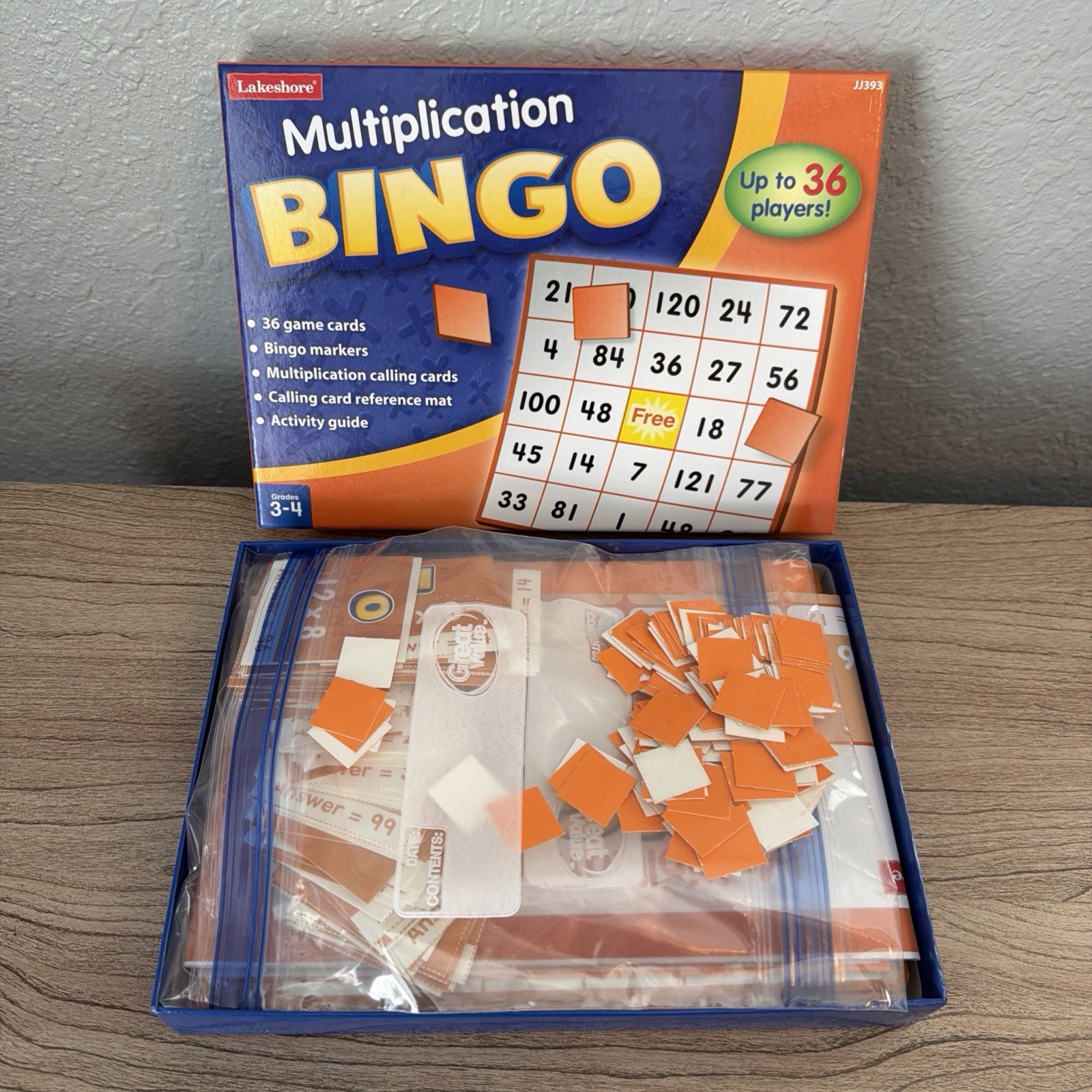 Multiplication BINGO Lakeshore Game Grades 3-4 Up To 36 Players Gently Used