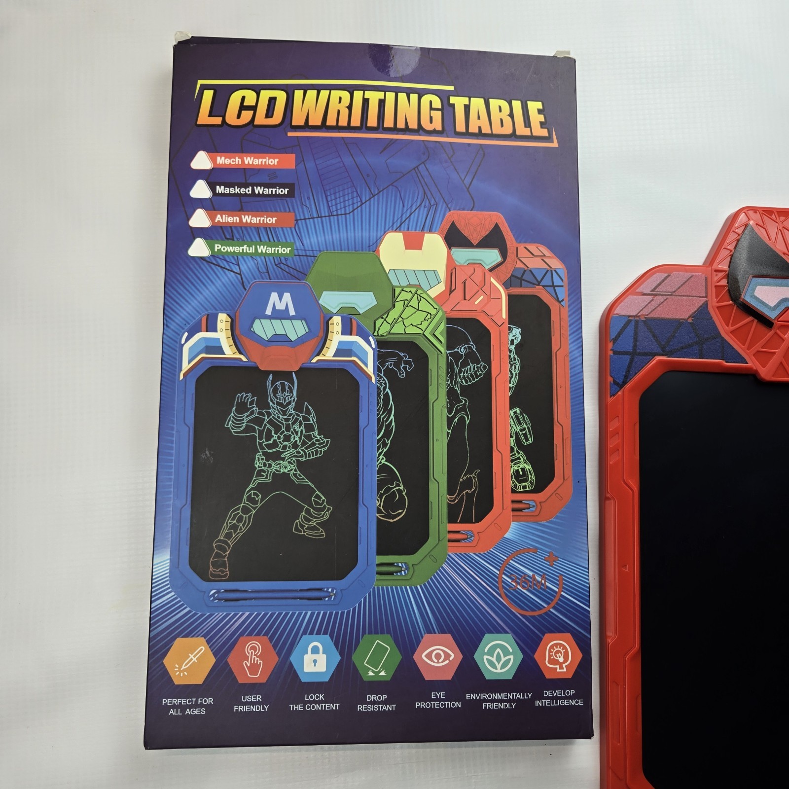 Spider Hero, LCD Writing Tablet Drawing Board, Red w/ User Manual, stylus