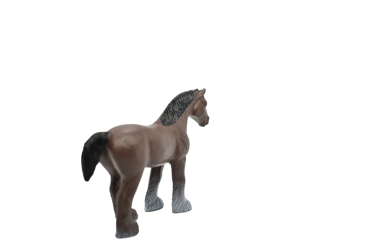 Toy Horse, Clydesdale, Brown, Plastic Realistic Farm Model 2.5 Inches F7022 B97