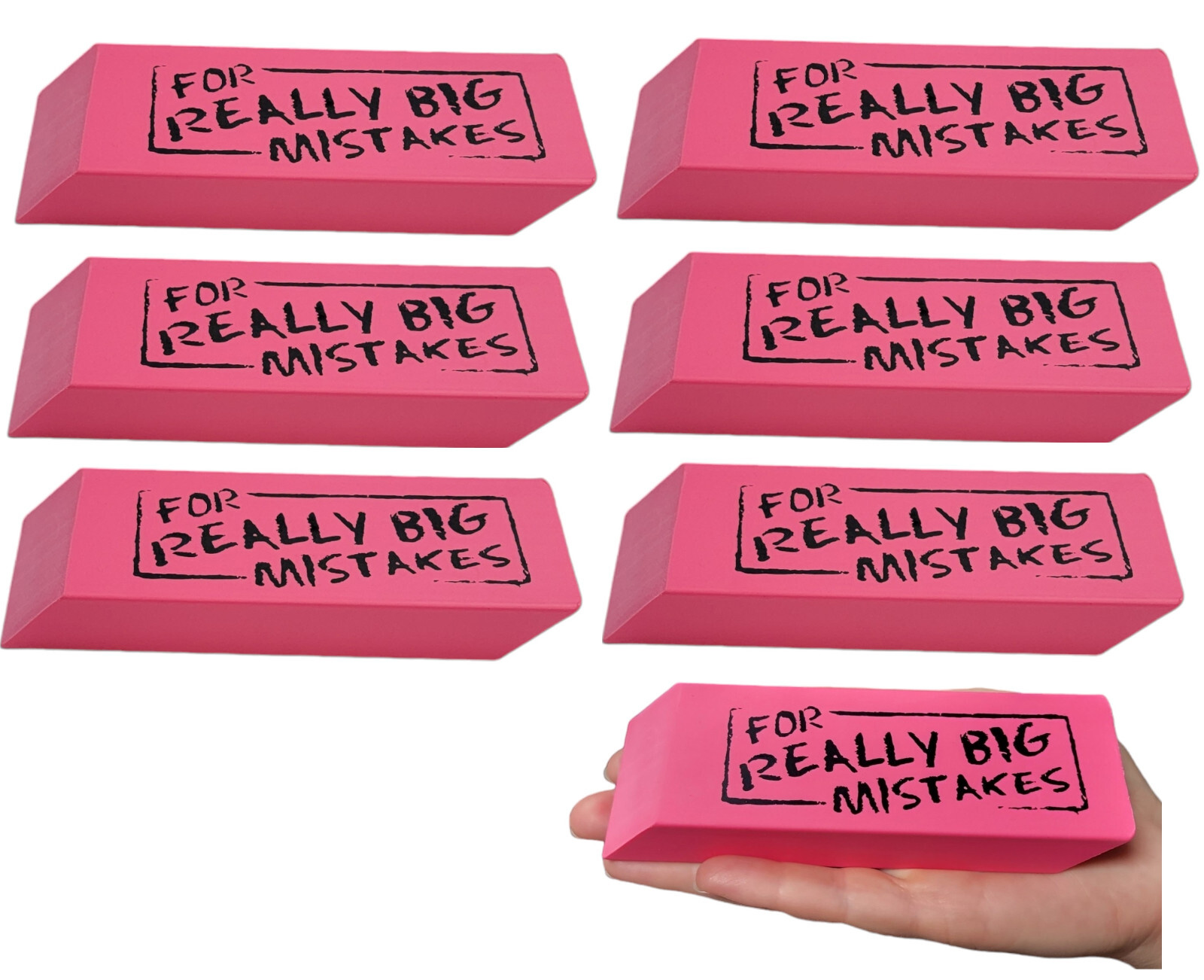 Jumbo Big “For Really Big Mistakes” Wedge Pink Erasers (5.5″ x 2″) Large Pencil